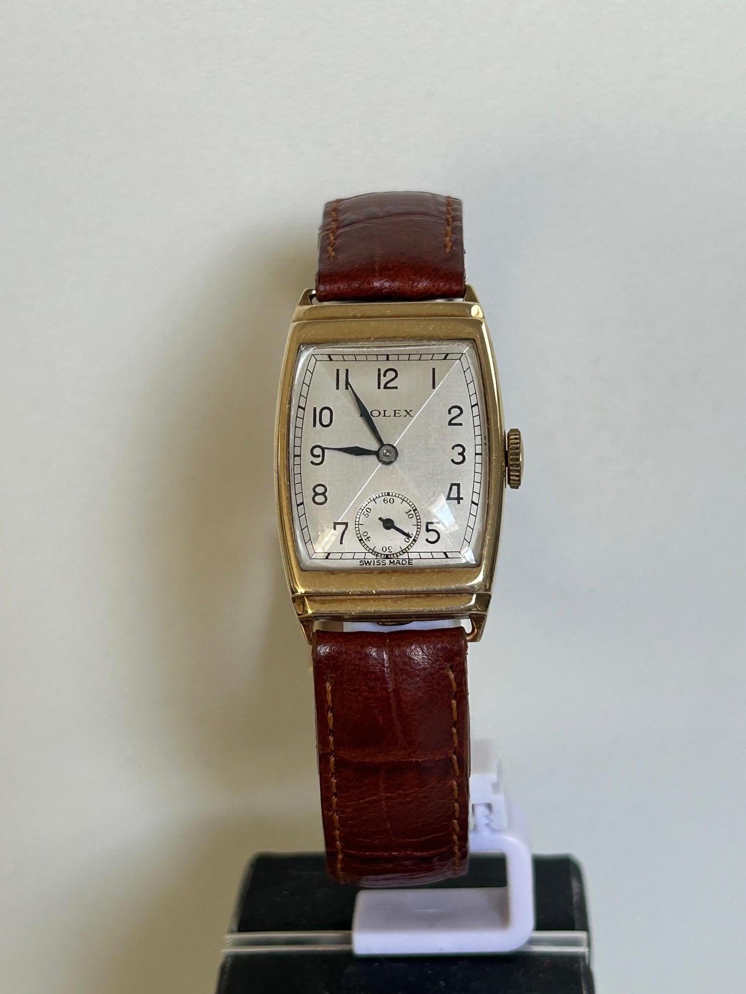 Vintage Rolex Ref 2387, 9K Gelbgold Tonneau mit Art déco-Zifferblatt, H/M UK 1930, Vintage im Angebot 2