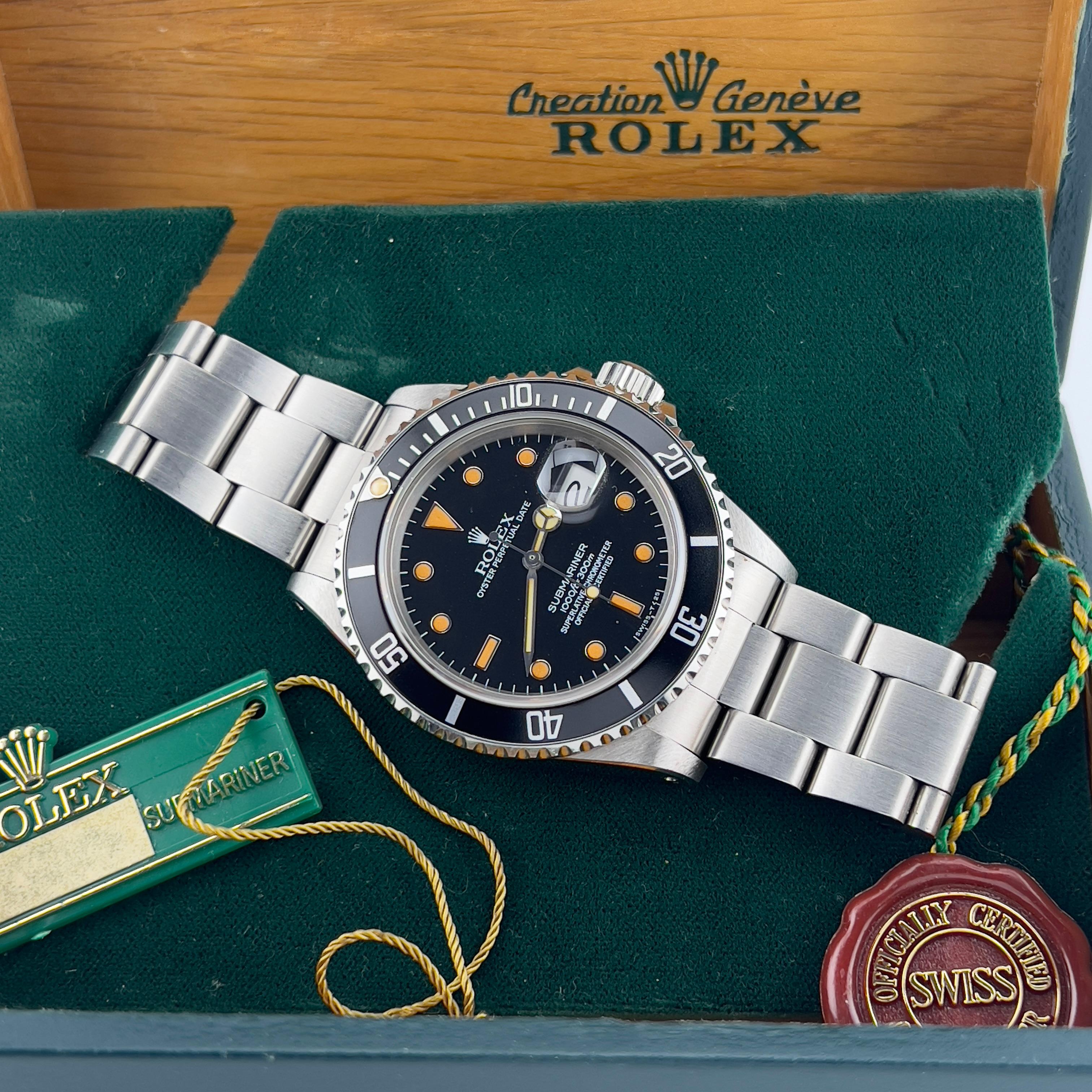 VINTAGE Rolex Submariner 16800 PUMPKIN Dial Acero inoxidable Caja Papel 1985 en Excelente estado para la venta en San Diego, CA