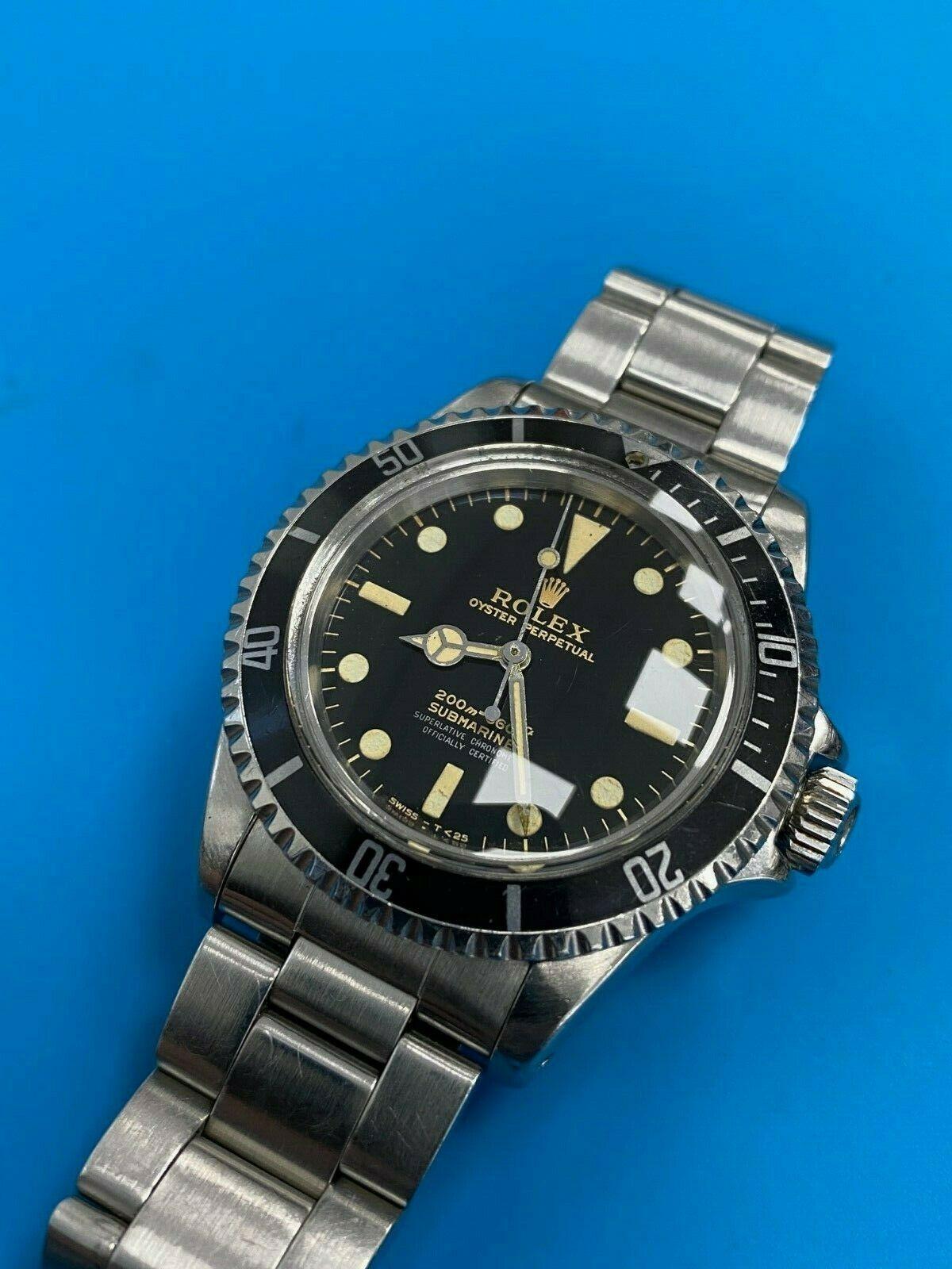 Vintage Rolex Submariner 5512, schwarzes Edelstahl-Zifferblatt 1964, glänzend vergoldetes Zifferblatt im Angebot 1