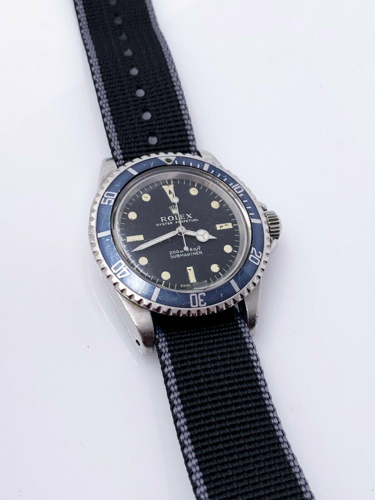 Vintage Rolex Submariner 5513, schwarzes, mattes Zifferblatt aus Edelstahl, 1969 Herren im Angebot