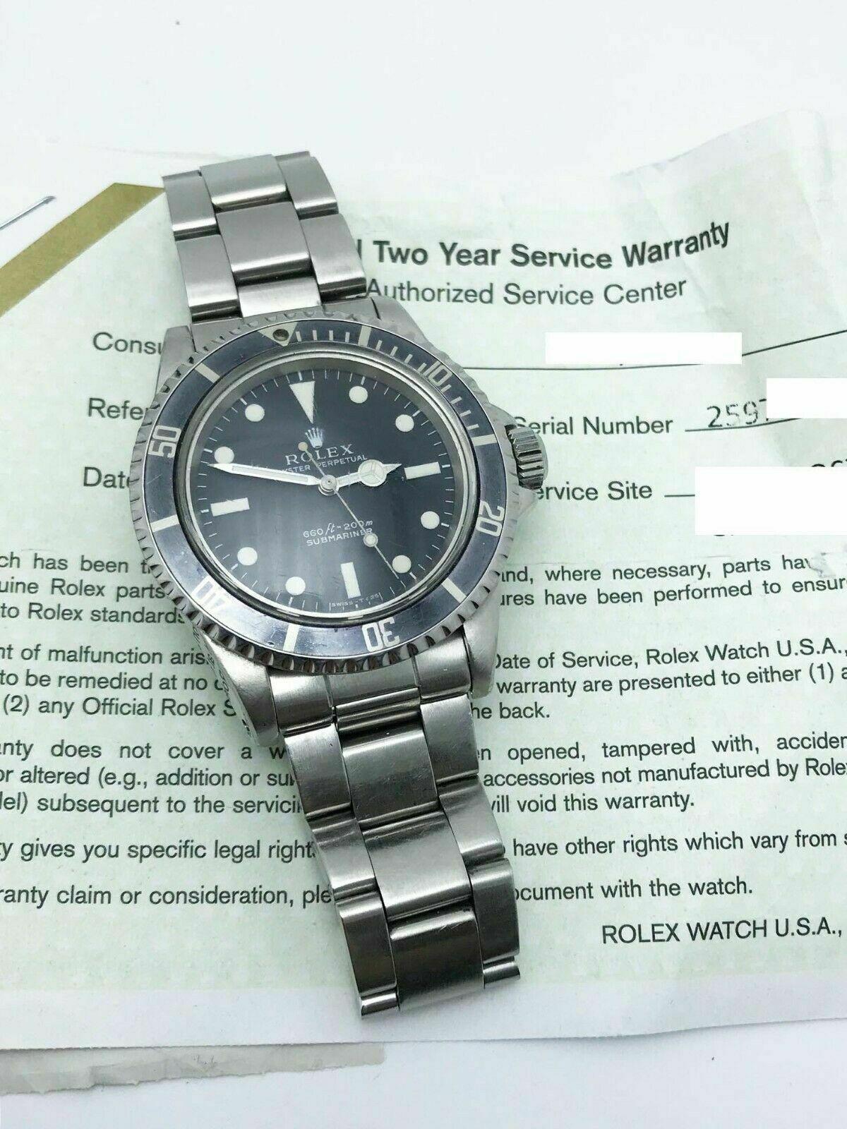 Vintage Rolex Submariner 5513 Stainless Steel Service Papers 1969 6