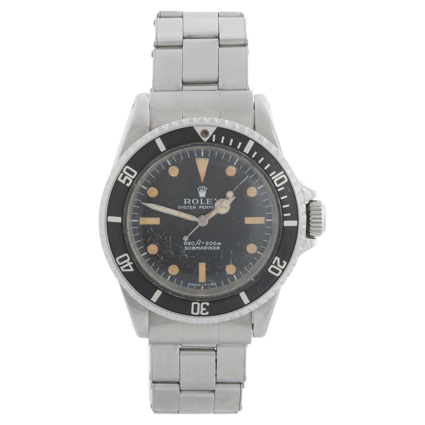 Vintage Rolex Submariner Black Dial Men's Automatic Watch 5513 Feet First