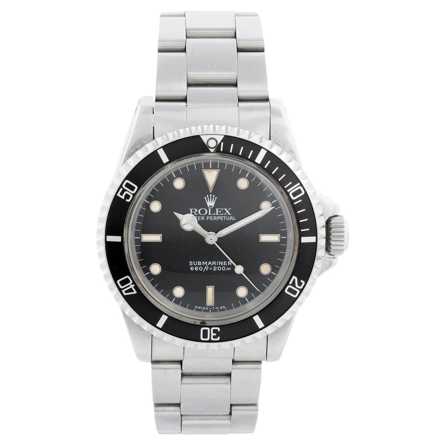 Vintage Rolex Submariner Black Dial Men's Automatic Watch 5513