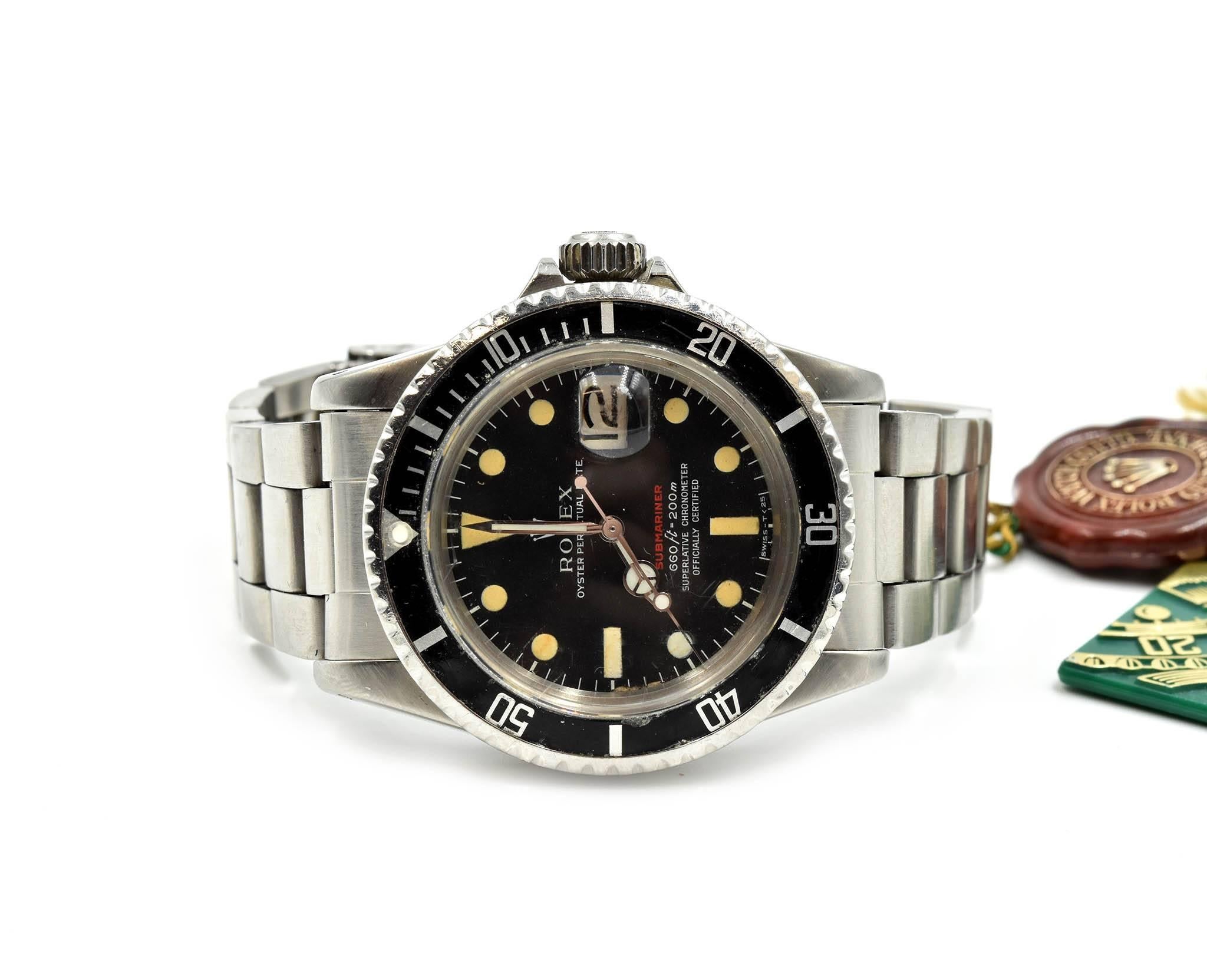 Rolex Stainless Steel Vintage Submariner Date automatic Wristwatch Ref 1680 In Excellent Condition In Scottsdale, AZ