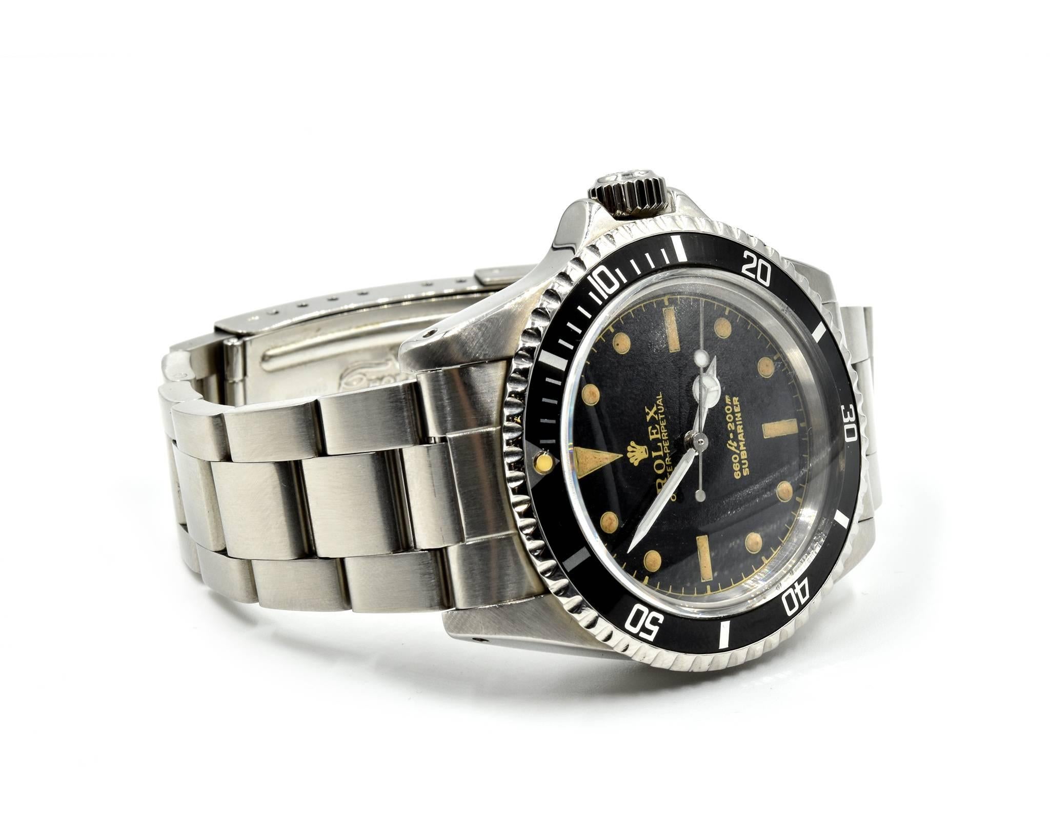 Men's Rolex Stainless Steel Submariner Oyster Perpetual Vintage Automatic Wristwatch