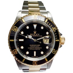 Vintage Rolex Submariner Stainless Steel and 18 Karat Gold, Black Dial/Bezel