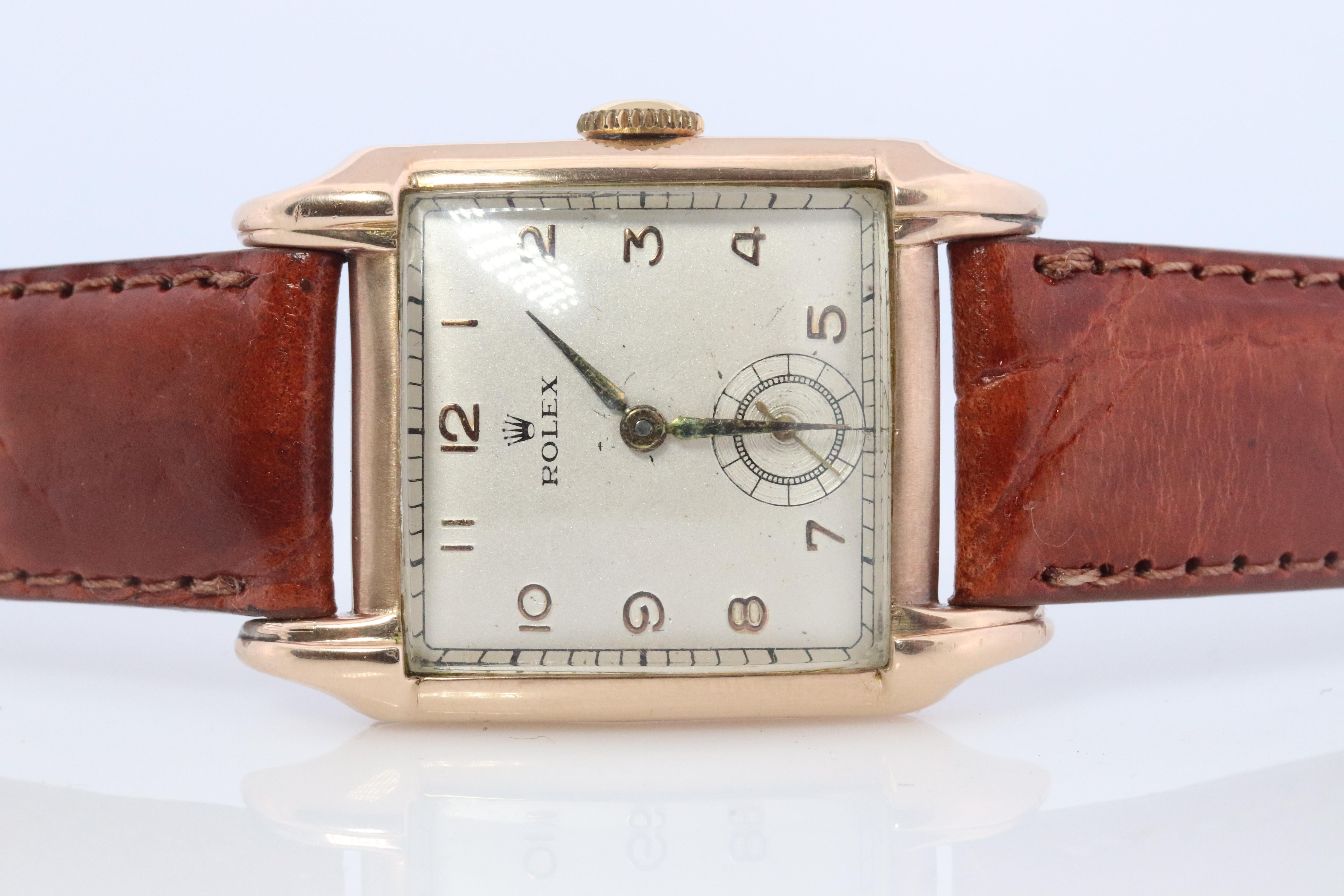 Vintage ROLEX Uhr. 9k YG Rolex 4533 Quadratische Tank manuelle Armbanduhr. im Zustand „Gut“ im Angebot in Port Charlotte, FL