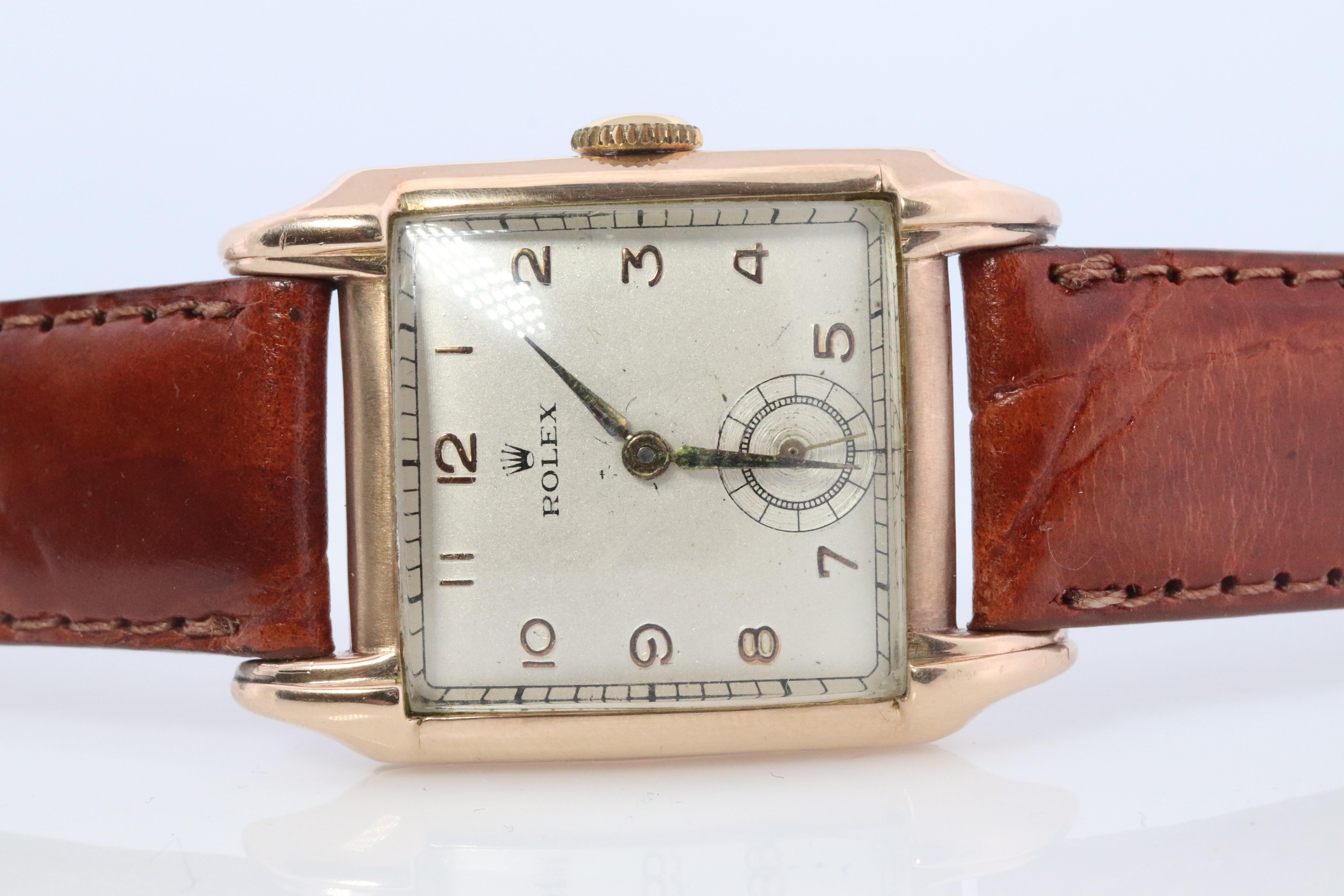 Vintage ROLEX Uhr. 9k YG Rolex 4533 Quadratische Tank manuelle Armbanduhr. im Angebot 4