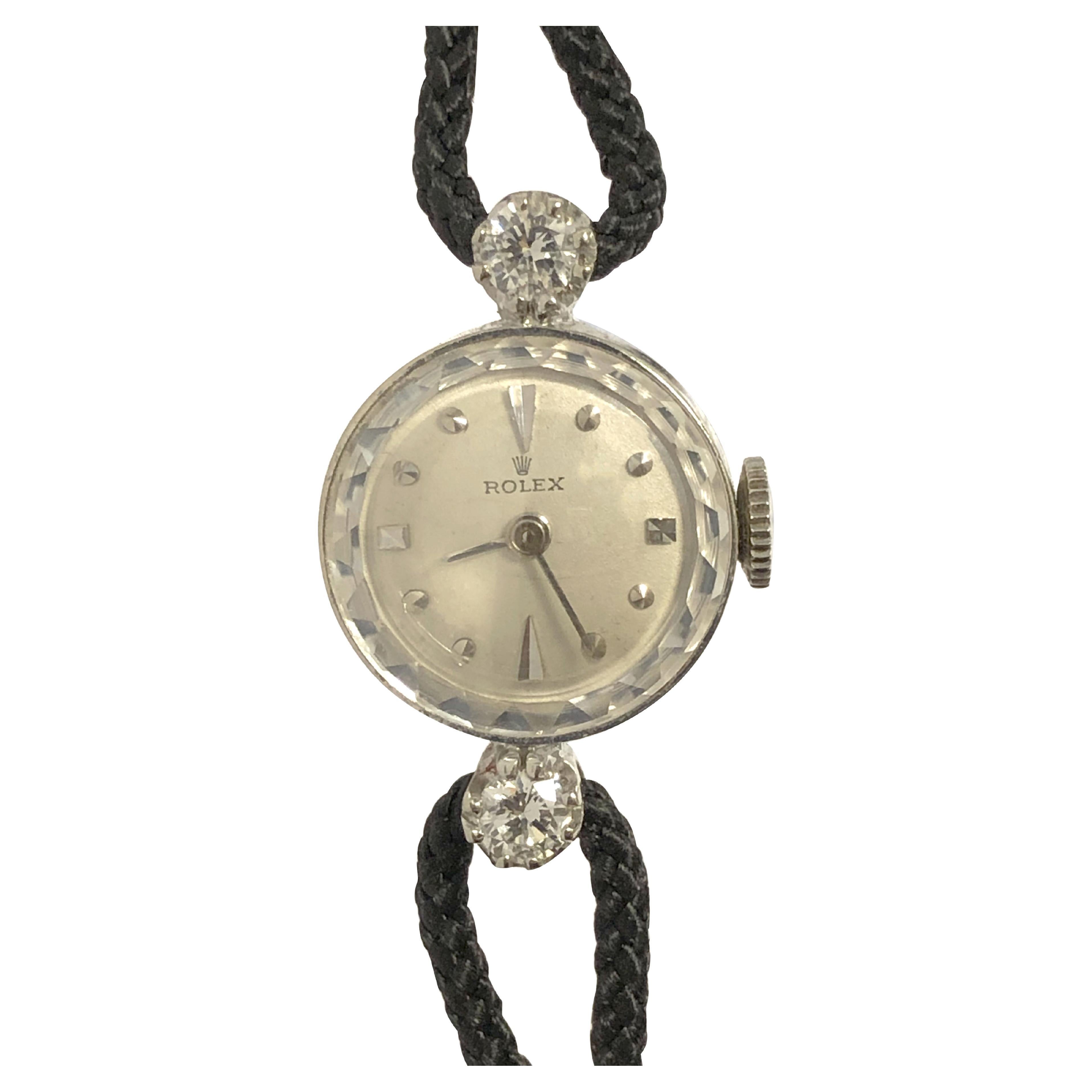 Vintage Rolex White Gold and Diamond Ladies Mechanical Wrist Watch