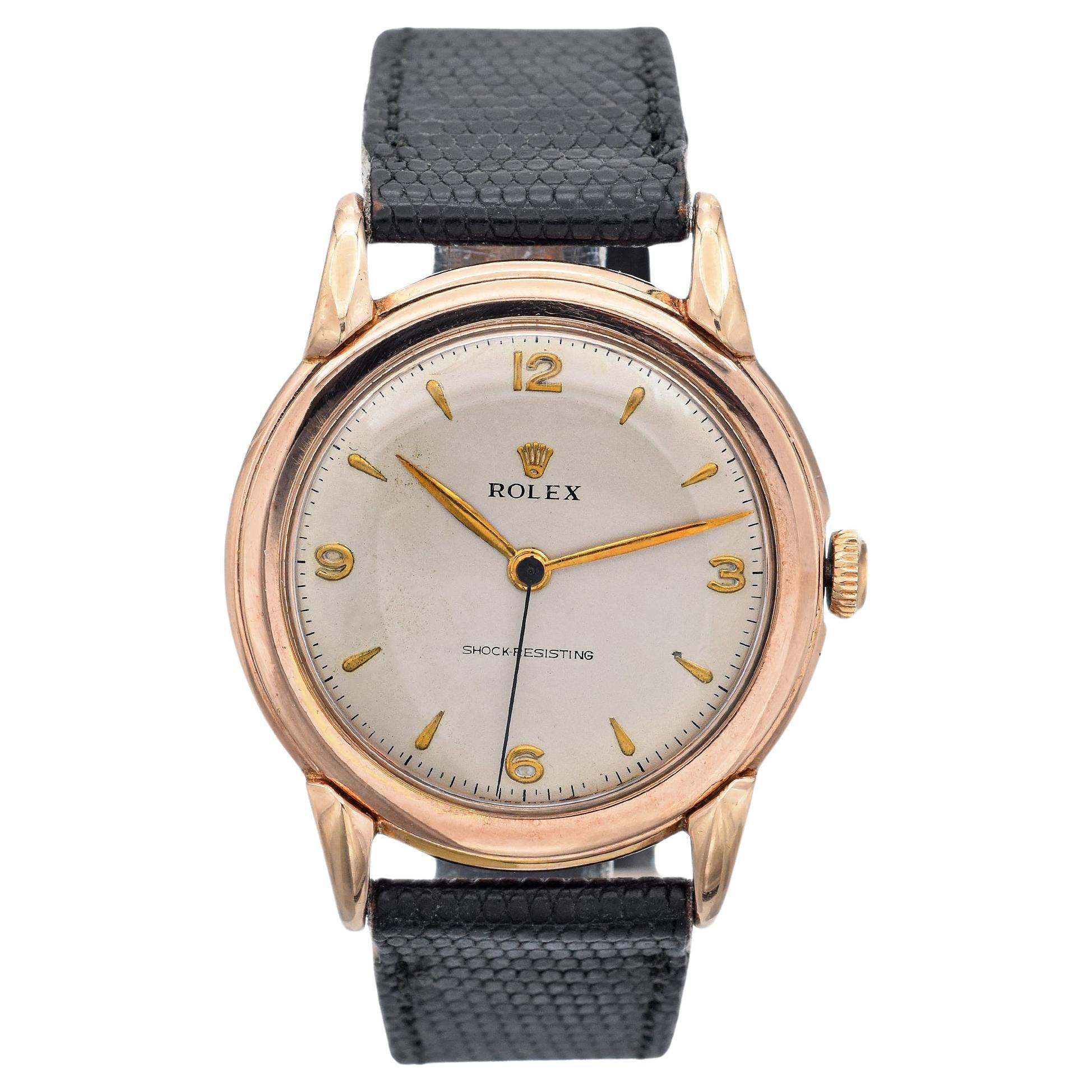 Vintage Rolex Jumbo Rose Gold Men's Hand Wind Watch 