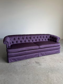 Vintage Roll Arm Tufted Hollywood Regency Sofa