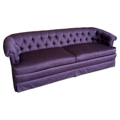 Vintage Roll Arm Tufted Hollywood Regency Sofa