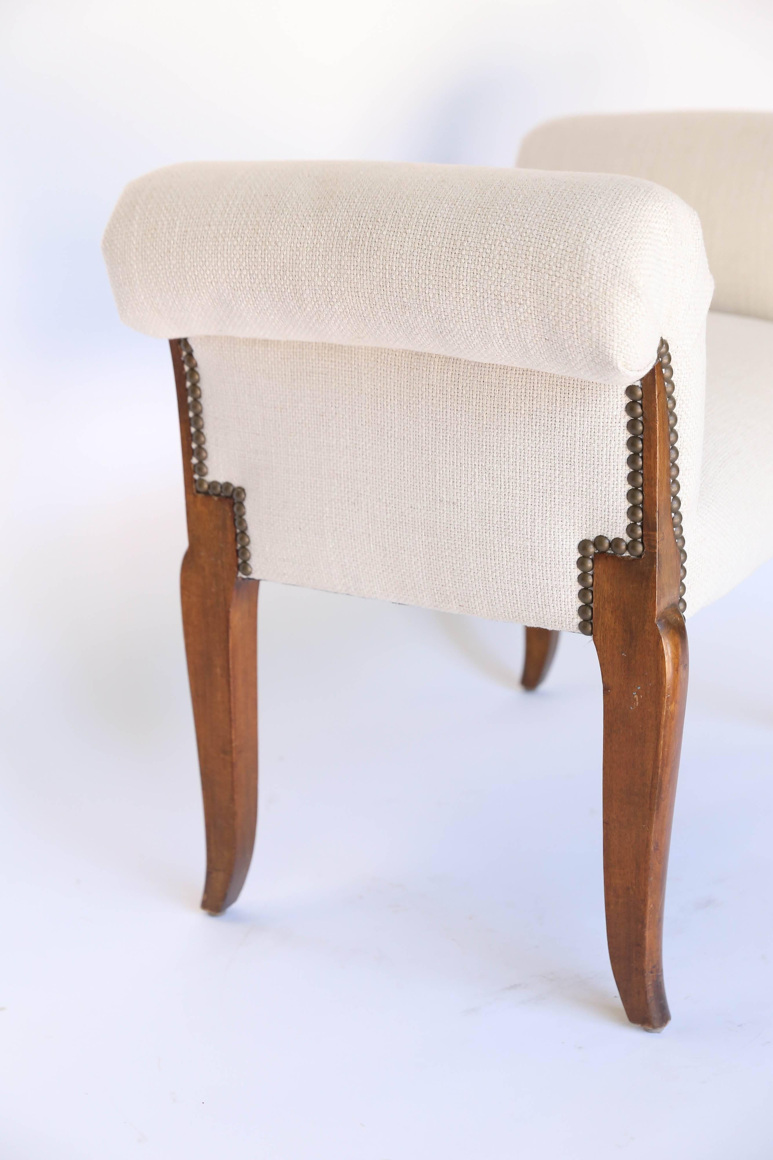upholstered bench with rolled arms