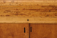 Vintage Roll Top Cabinet In Birch From Sweden, Circa 1960