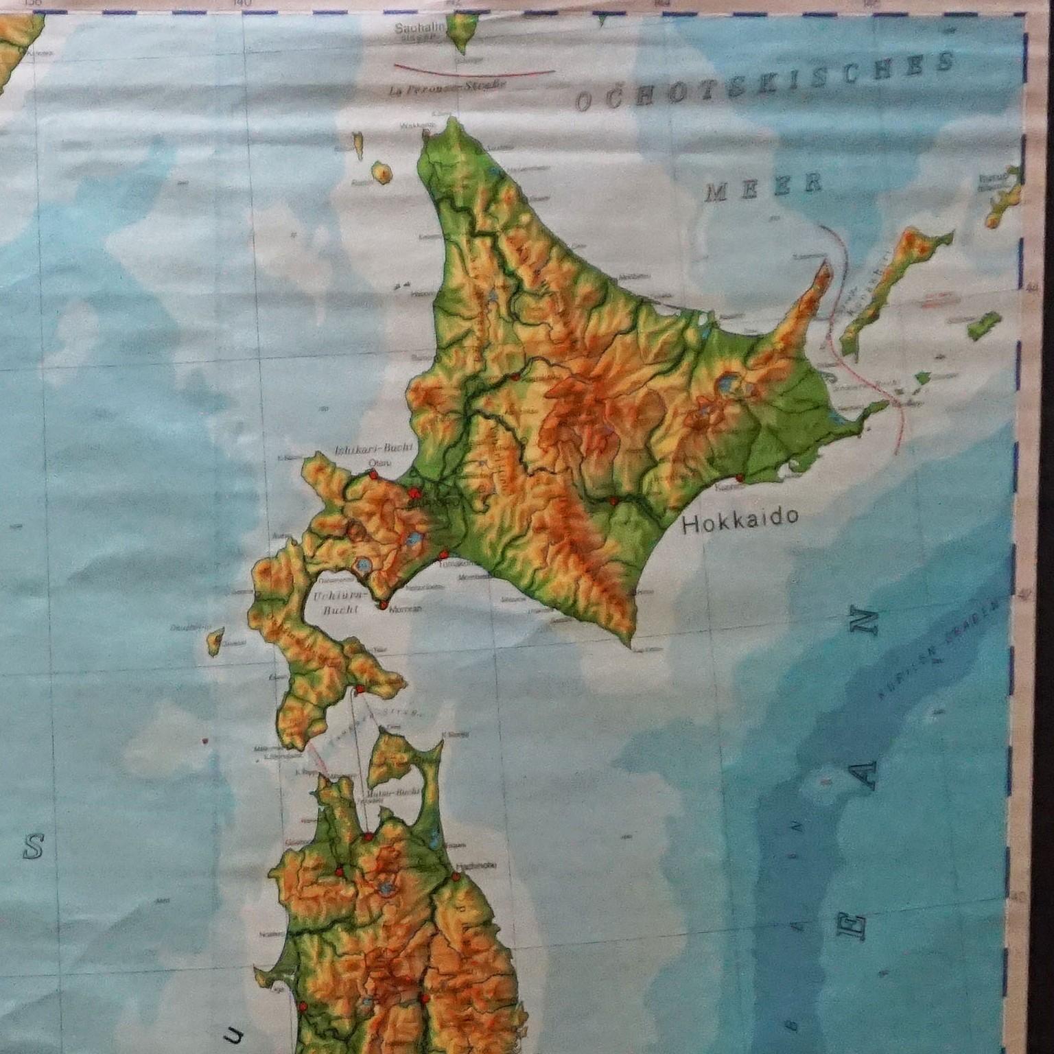 japan and korea physical map