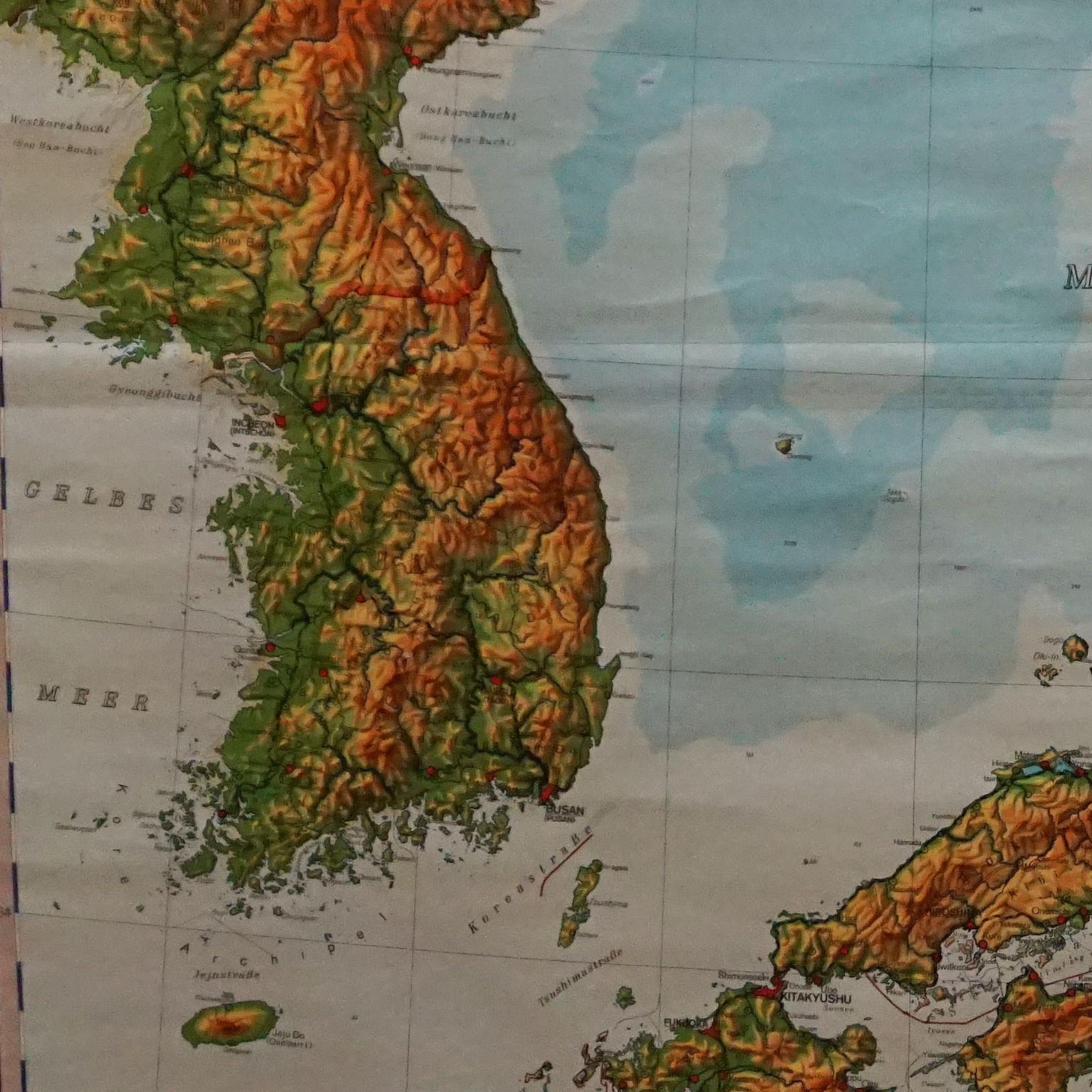 Rollbare Karte Asien Japan Korea Wandtafel-Poster, Countrycore-Dekoration (Deutsch) im Angebot