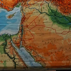 Vintage Rollable Map Mediterranean Countries Wall Chart Mural Poster