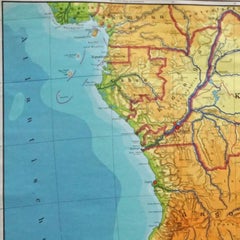 Vintage Rollable Map Middle and South Africa Wall Chart