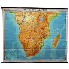 Vintage Rollable Map Middle and South Africa Wall Chart