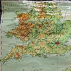 Vintage Mural Rollable Map Wall Chart France Benelux Countries South England