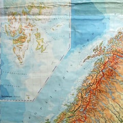 Vintage Rollable Mural Map Wall Chart Print Scandinavia Norway Sweden Finland