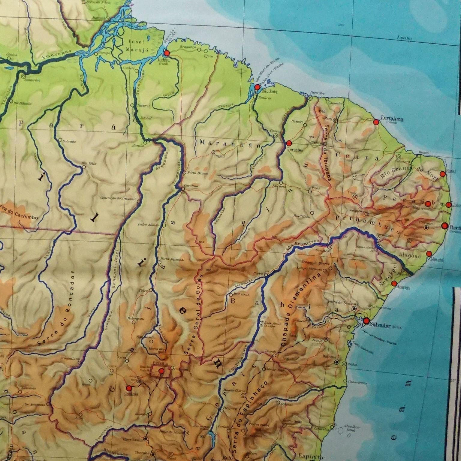 topographic map south america