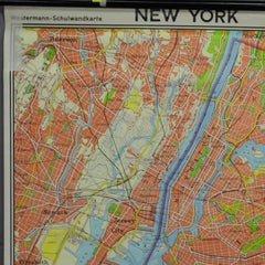 Vintage Rollable Wall Chart New York City Urban Map, USA