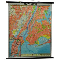 Vintage Rollable Wall Chart New York City Urban Map, USA
