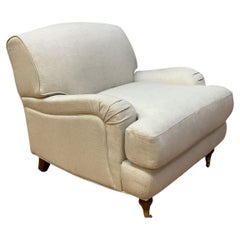 Vintage Rolled Arm Sydney Club Chair Upholstered in Cream Linen