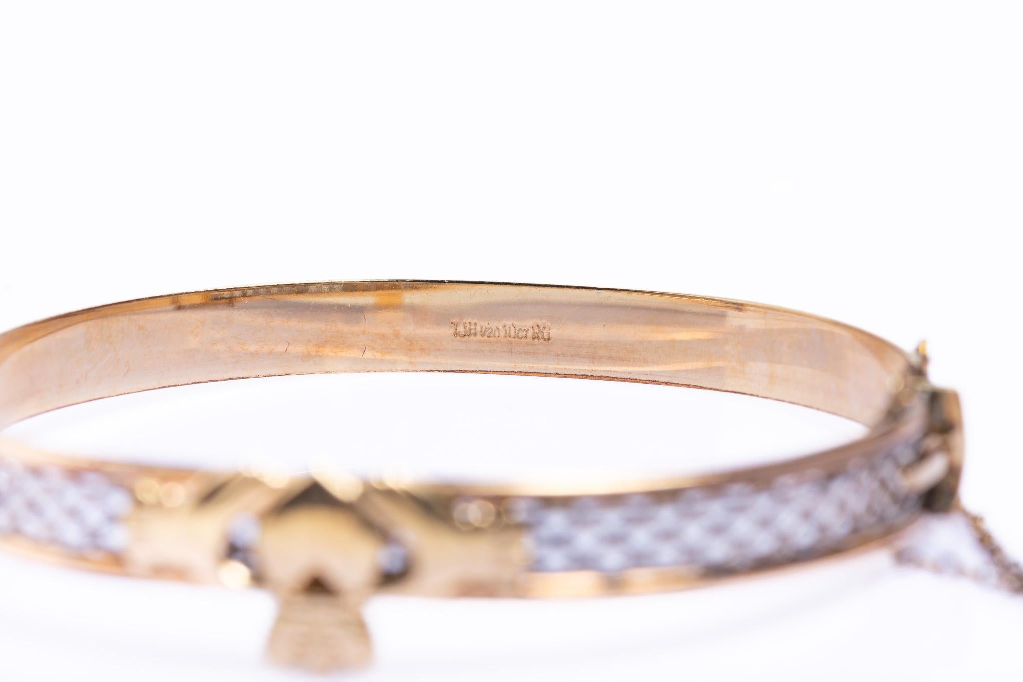 Pulsera brazalete Dladdagh de oro enrollado vintage, nudos celtas en venta 1