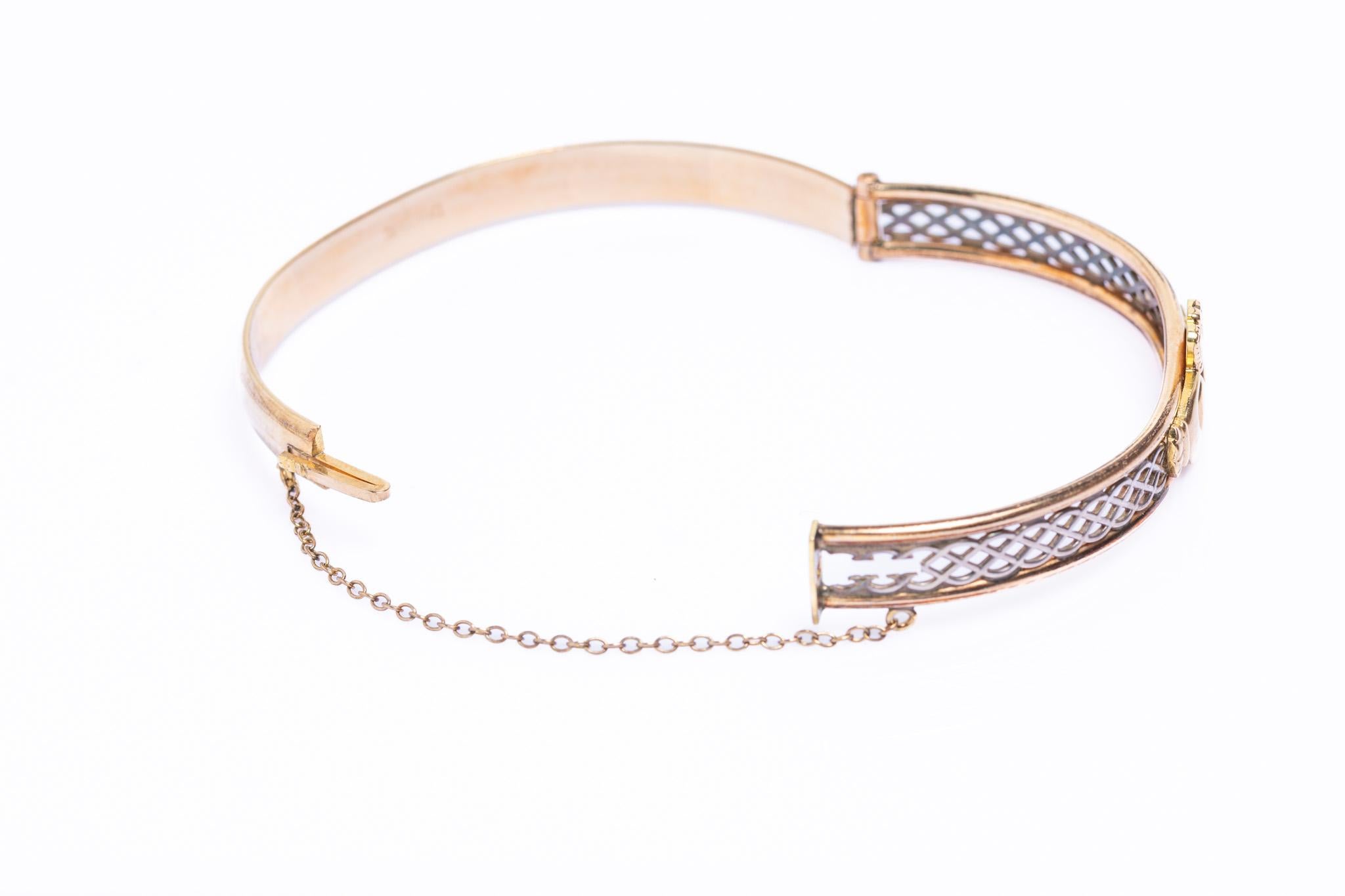 Pulsera brazalete Dladdagh de oro enrollado vintage, nudos celtas en venta 3