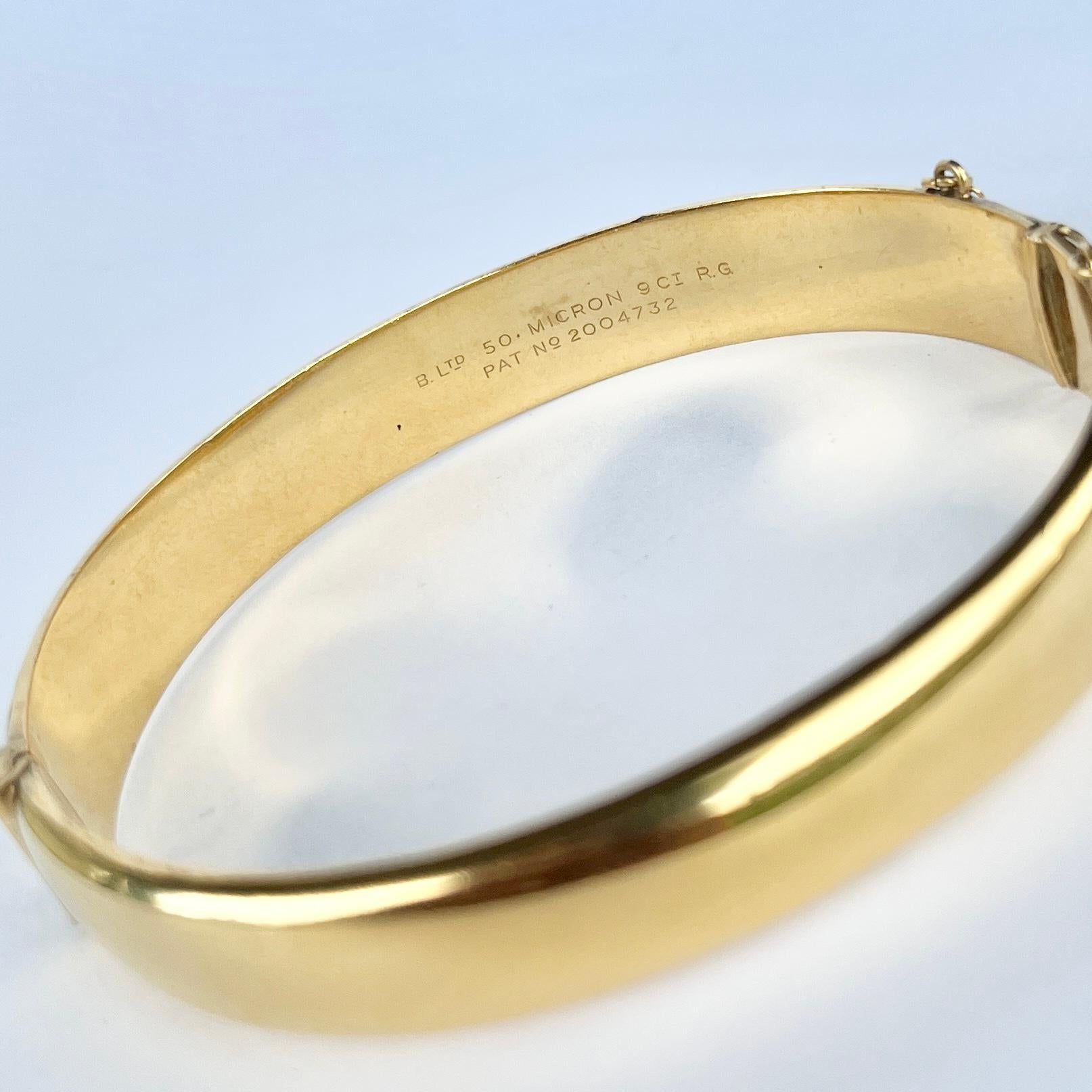 Vintage Rolled Gold Engraved Bangle In Good Condition For Sale In Chipping Campden, GB