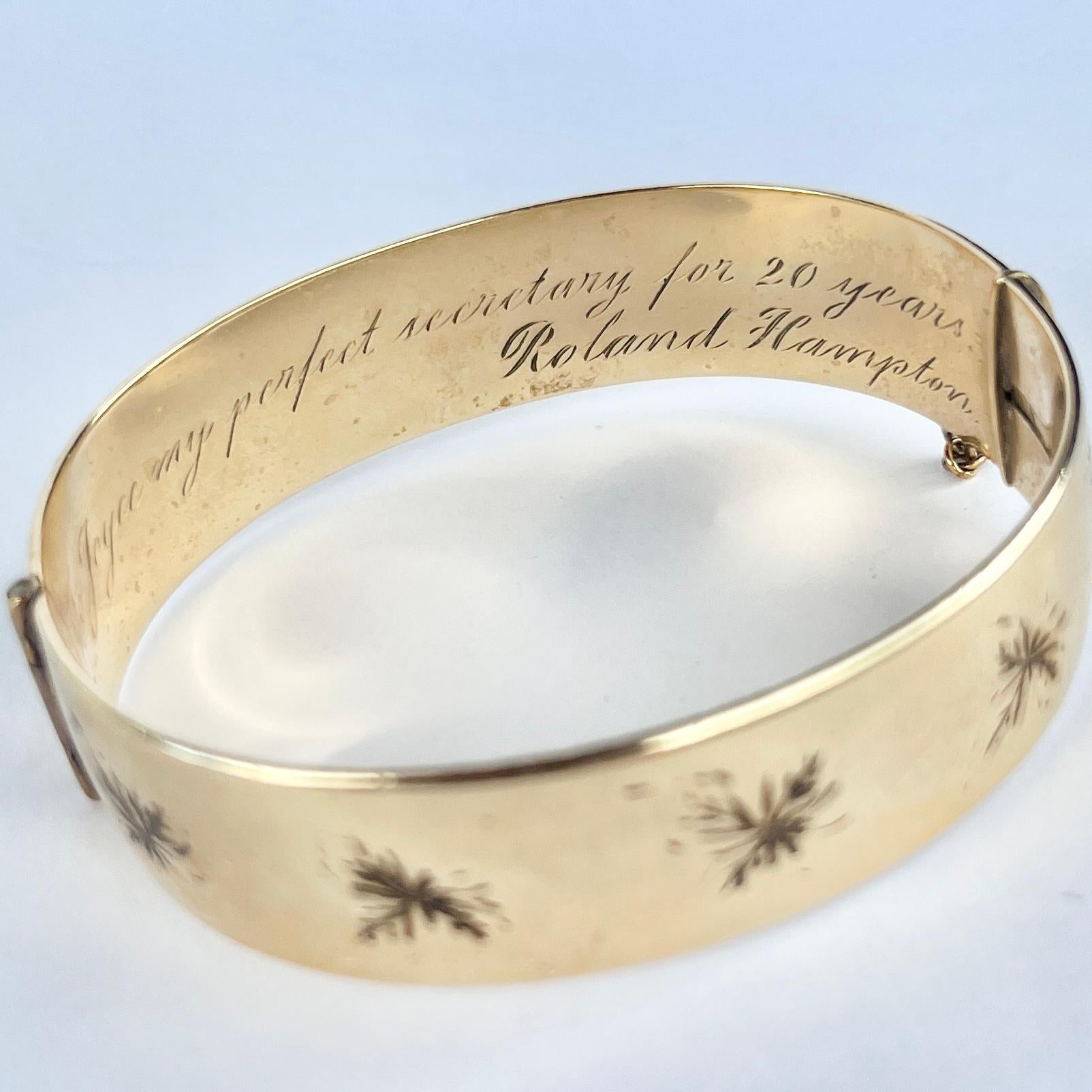 Vintage Rolled Gold Engraved Bangle In Good Condition For Sale In Chipping Campden, GB