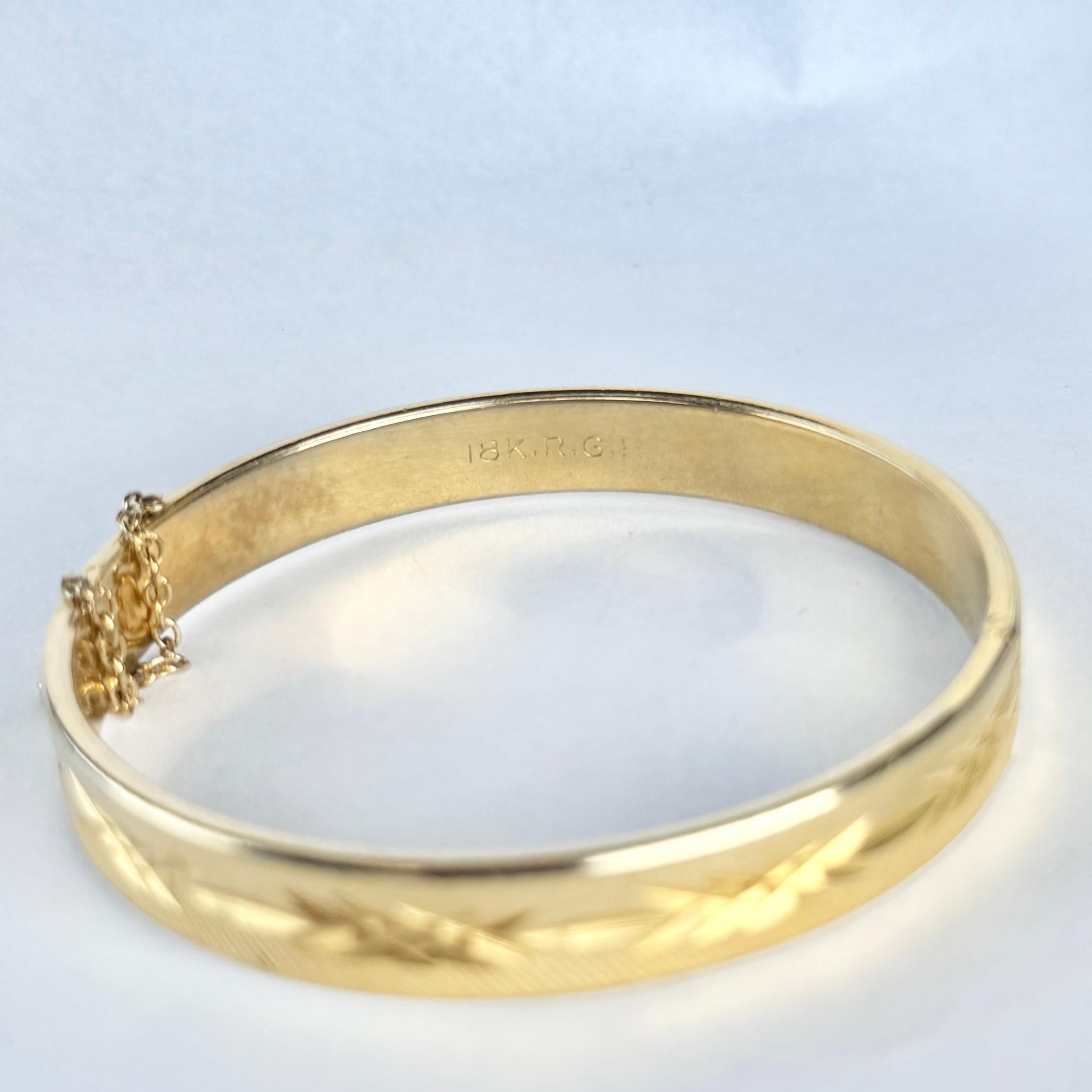 Vintage gerollt Gold graviert Armreif im Zustand „Gut“ im Angebot in Chipping Campden, GB