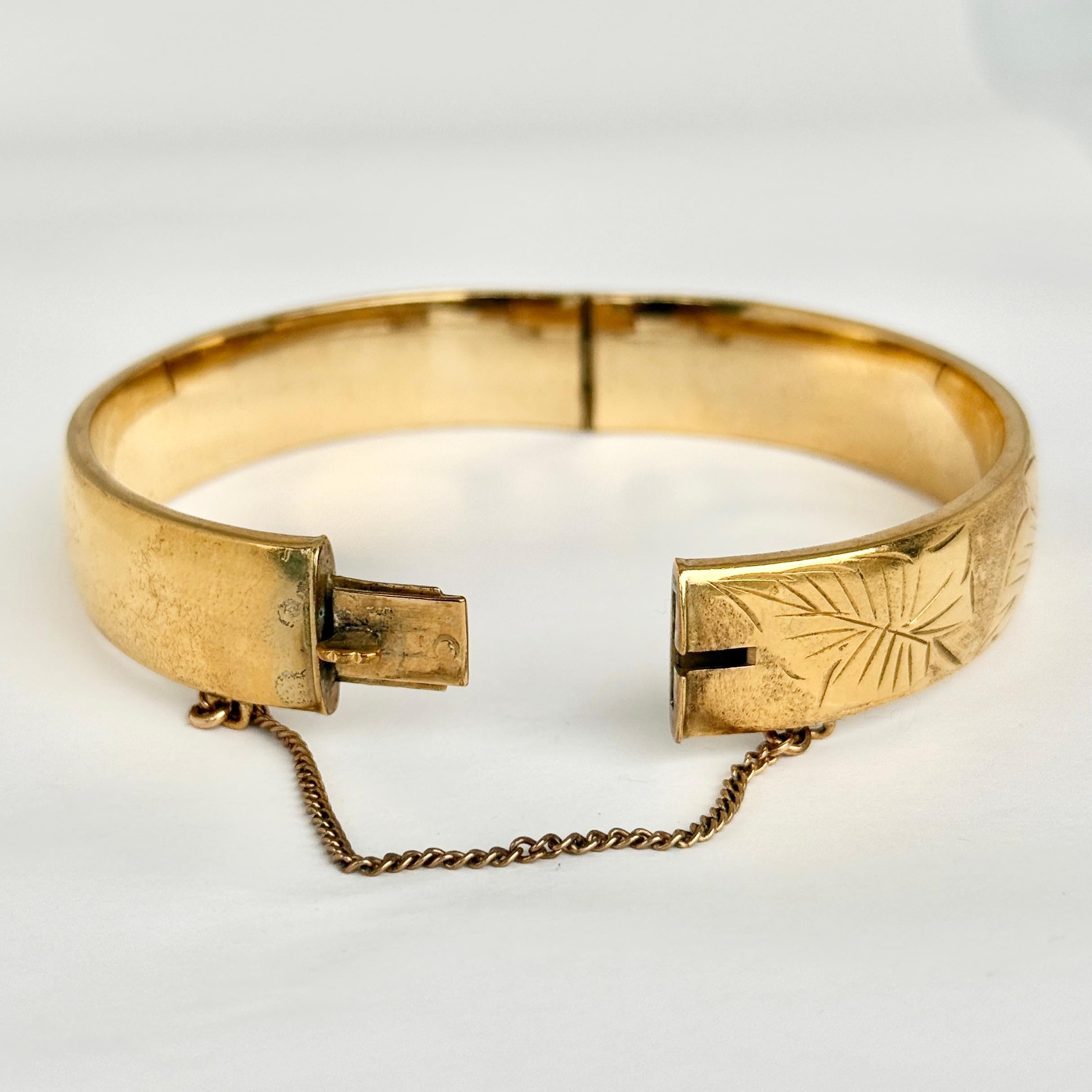 Vintage gerollt Gold graviert Armreif im Zustand „Gut“ im Angebot in Chipping Campden, GB