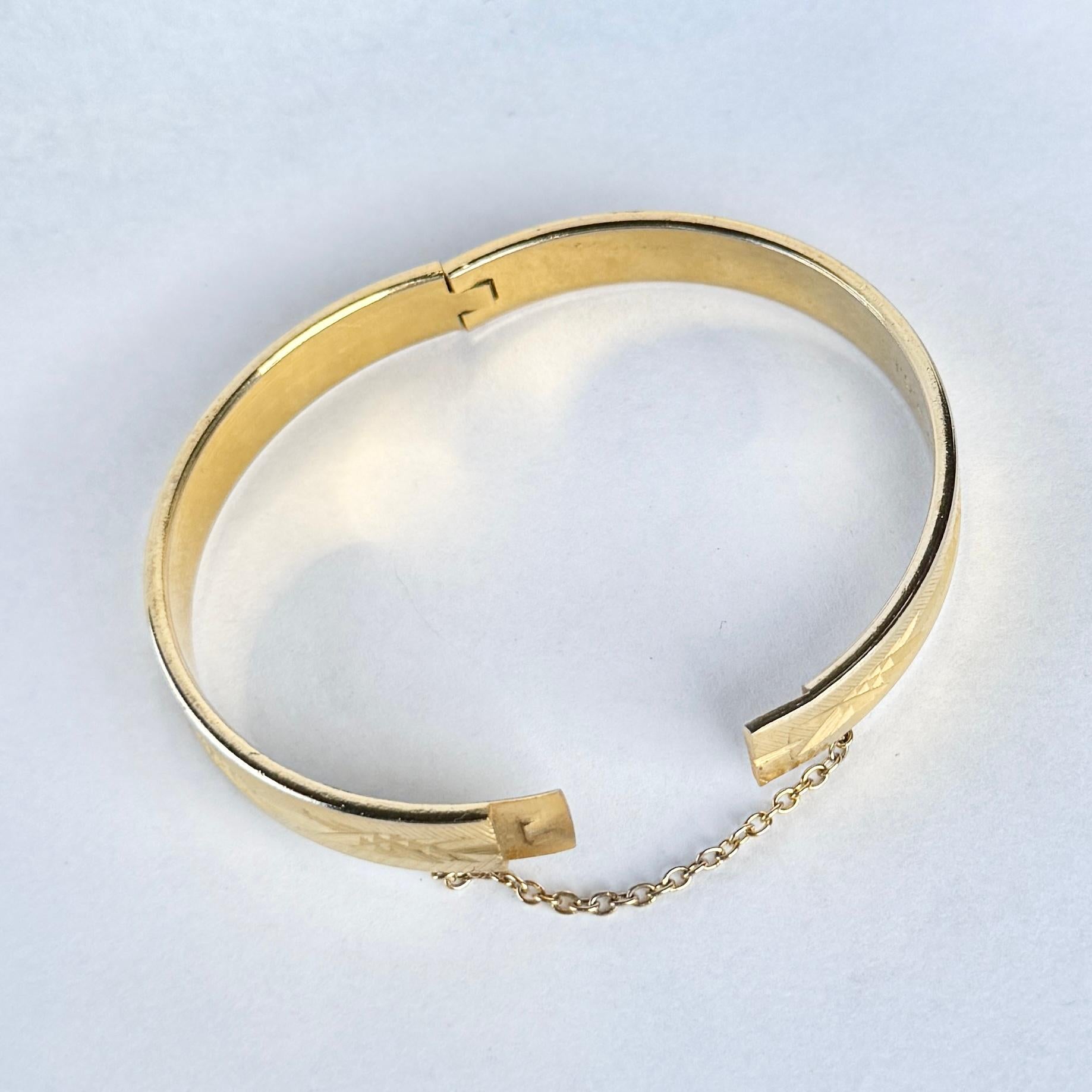 Vintage gerollt Gold graviert Armreif für Damen oder Herren im Angebot