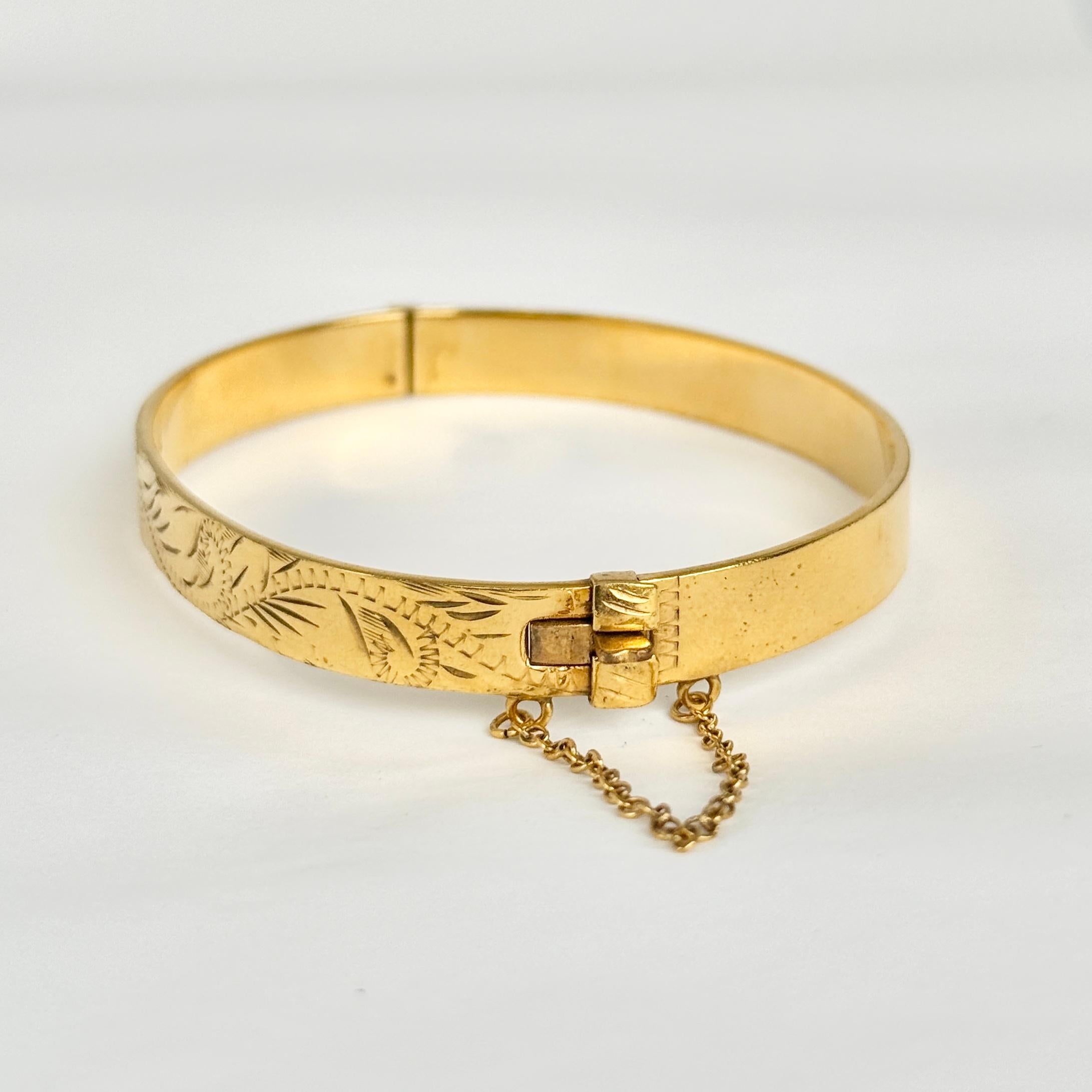 Vintage gerollt Gold graviert Armreif für Damen oder Herren im Angebot