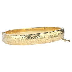 Vintage gerollt Gold graviert Armreif