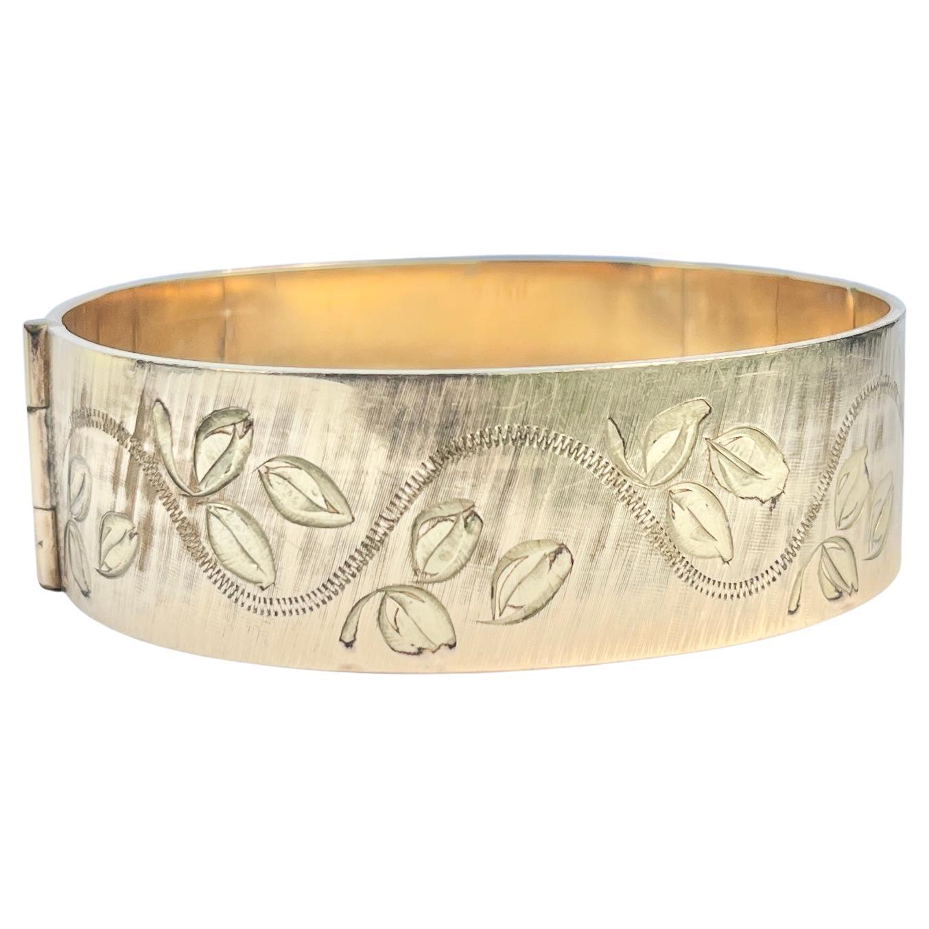 Vintage gerollt Gold graviert Armreif