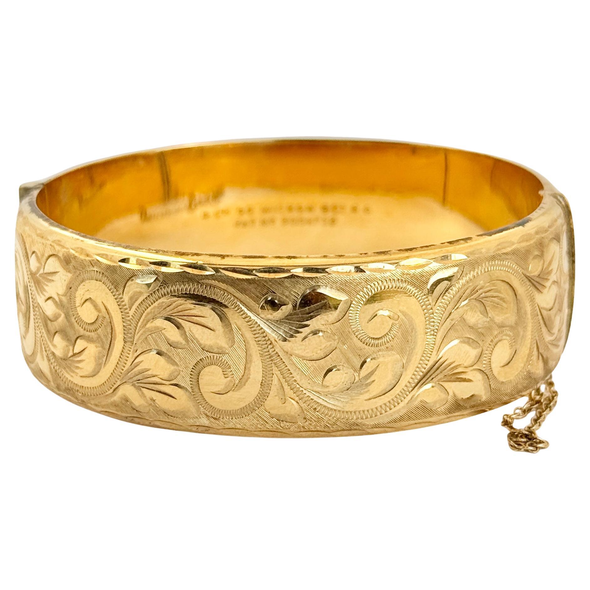 Vintage Rolled Gold Engraved Bangle