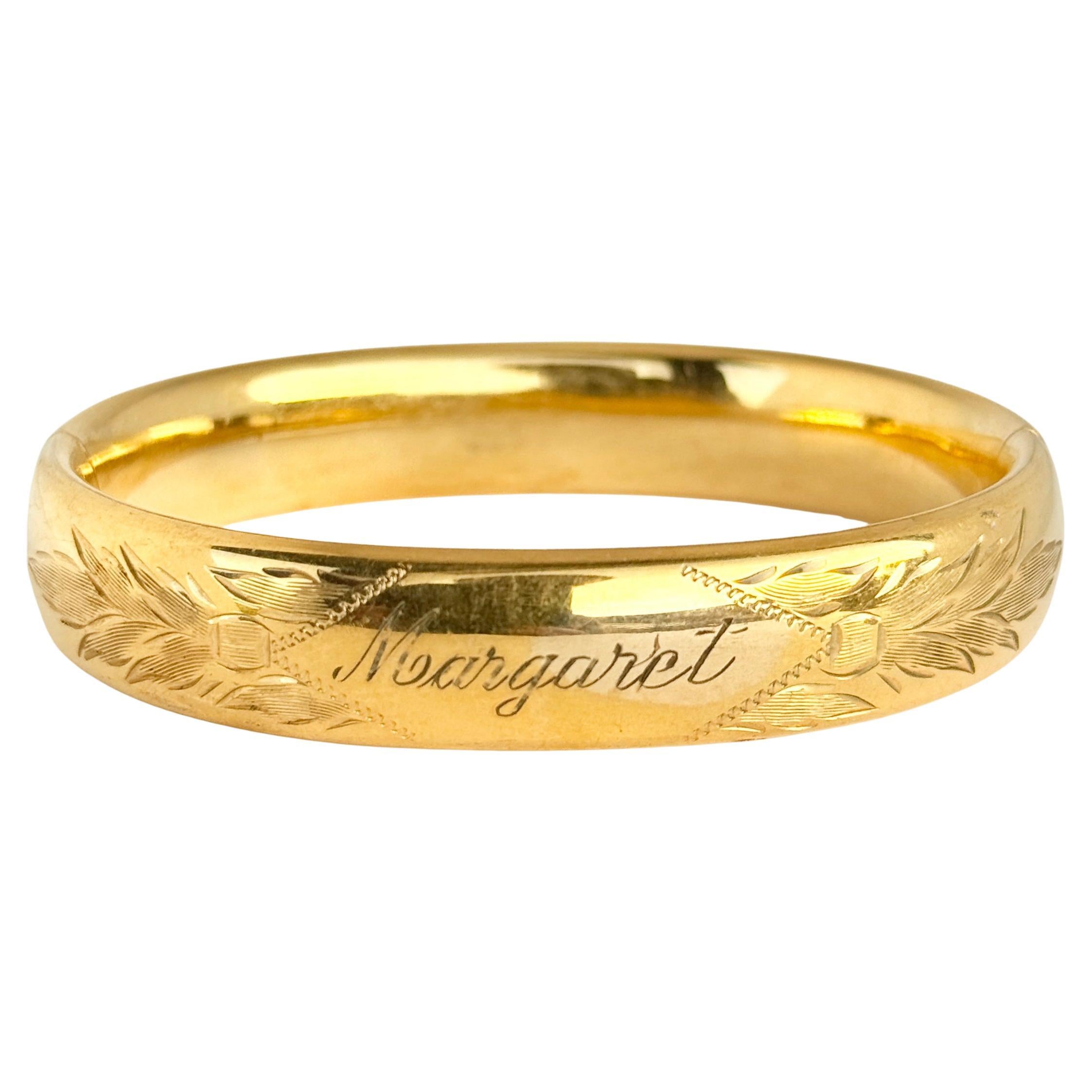Vintage Rolled Gold Engraved Bangle