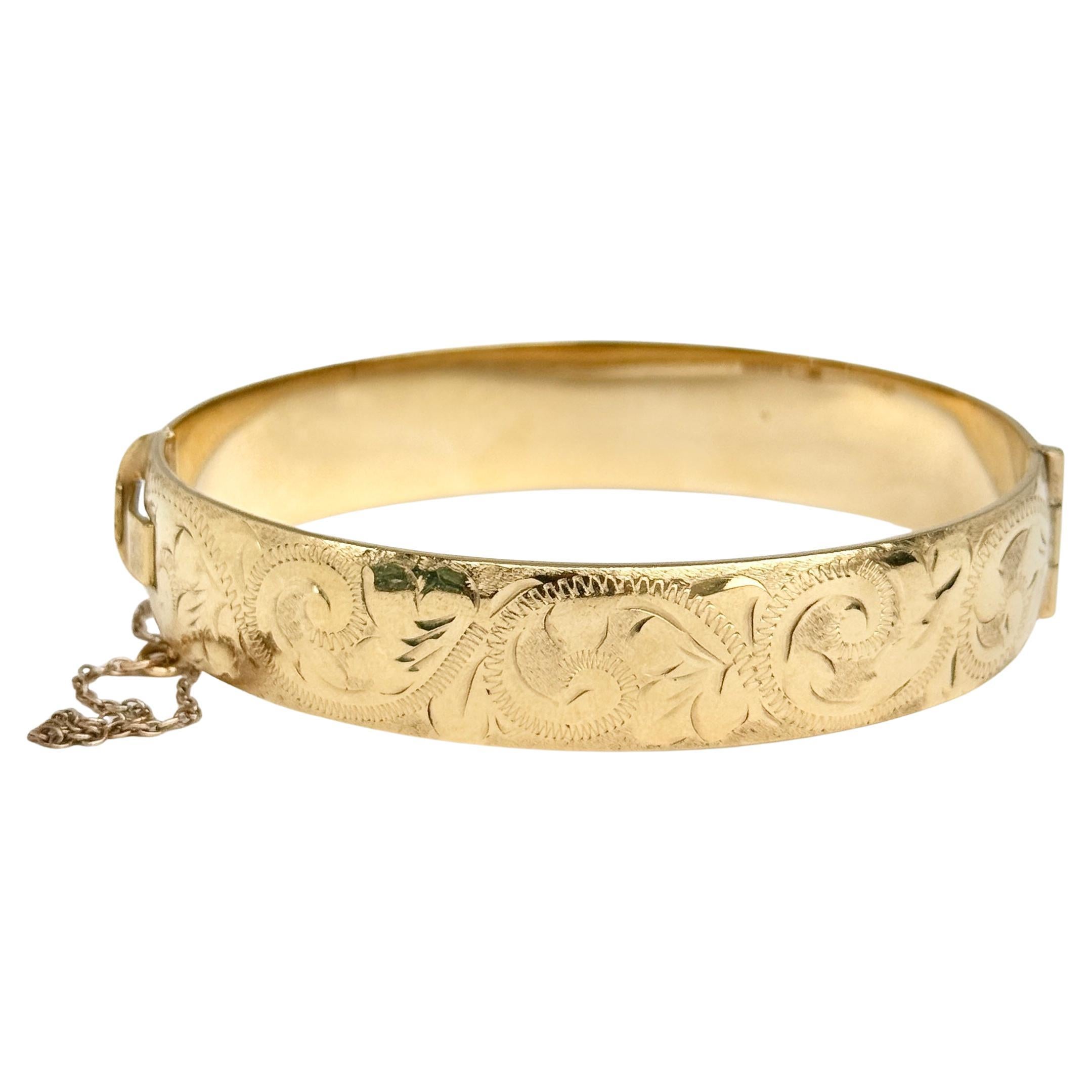 Vintage Rolled Gold Engraved Bangle