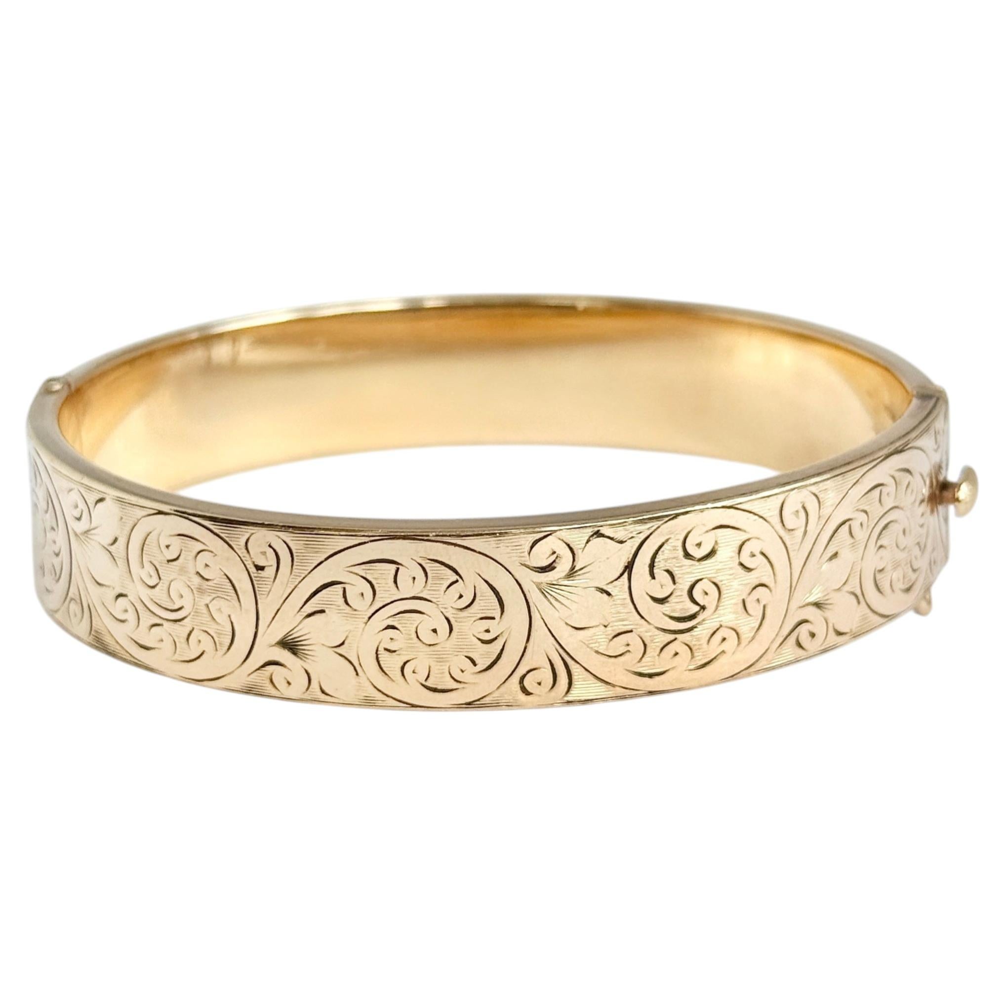 Vintage Rolled Gold Engraved Bangle
