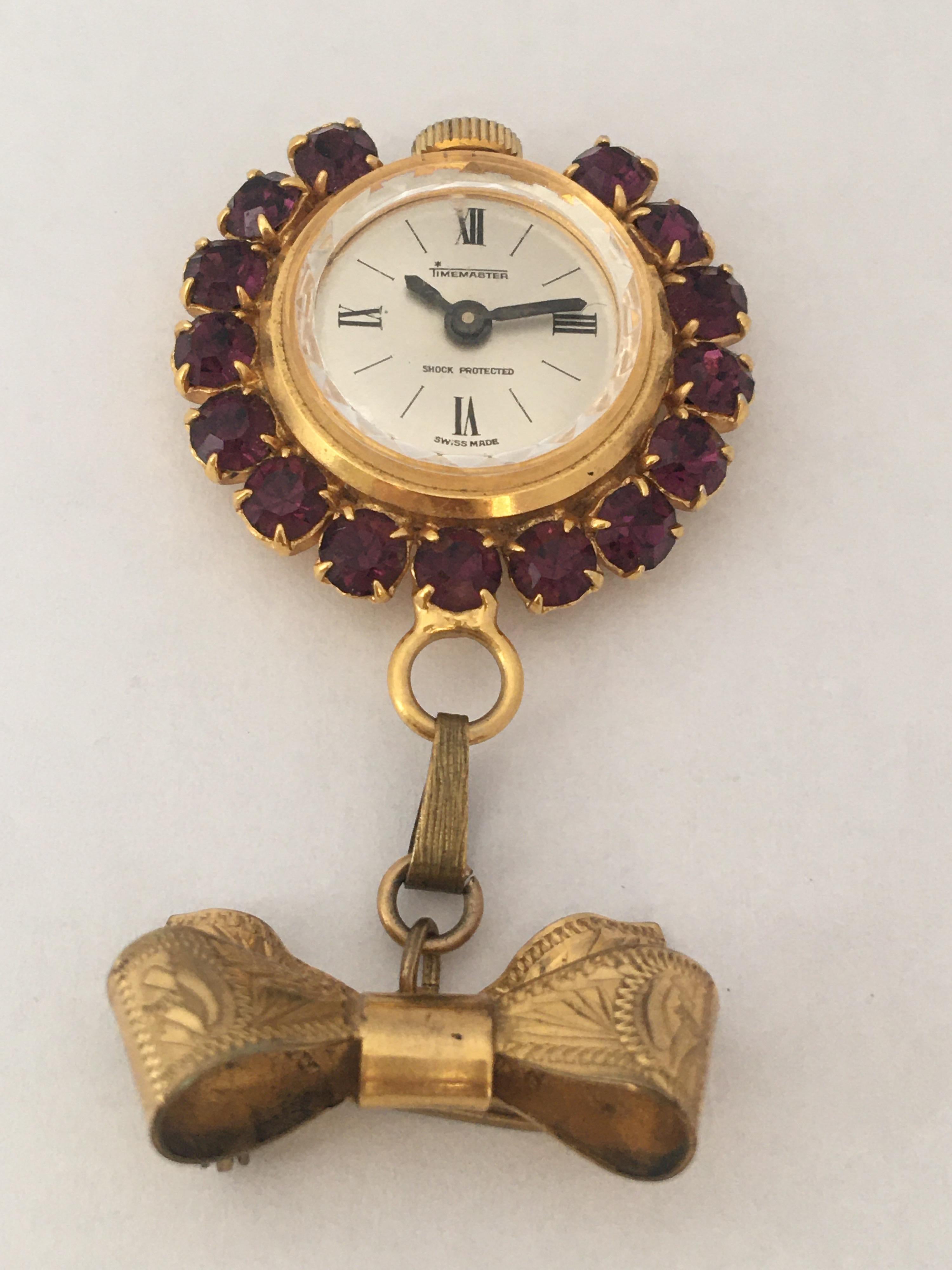 Vintage Rolled Gold Mechanical Brooch Nurse’s Watch 3