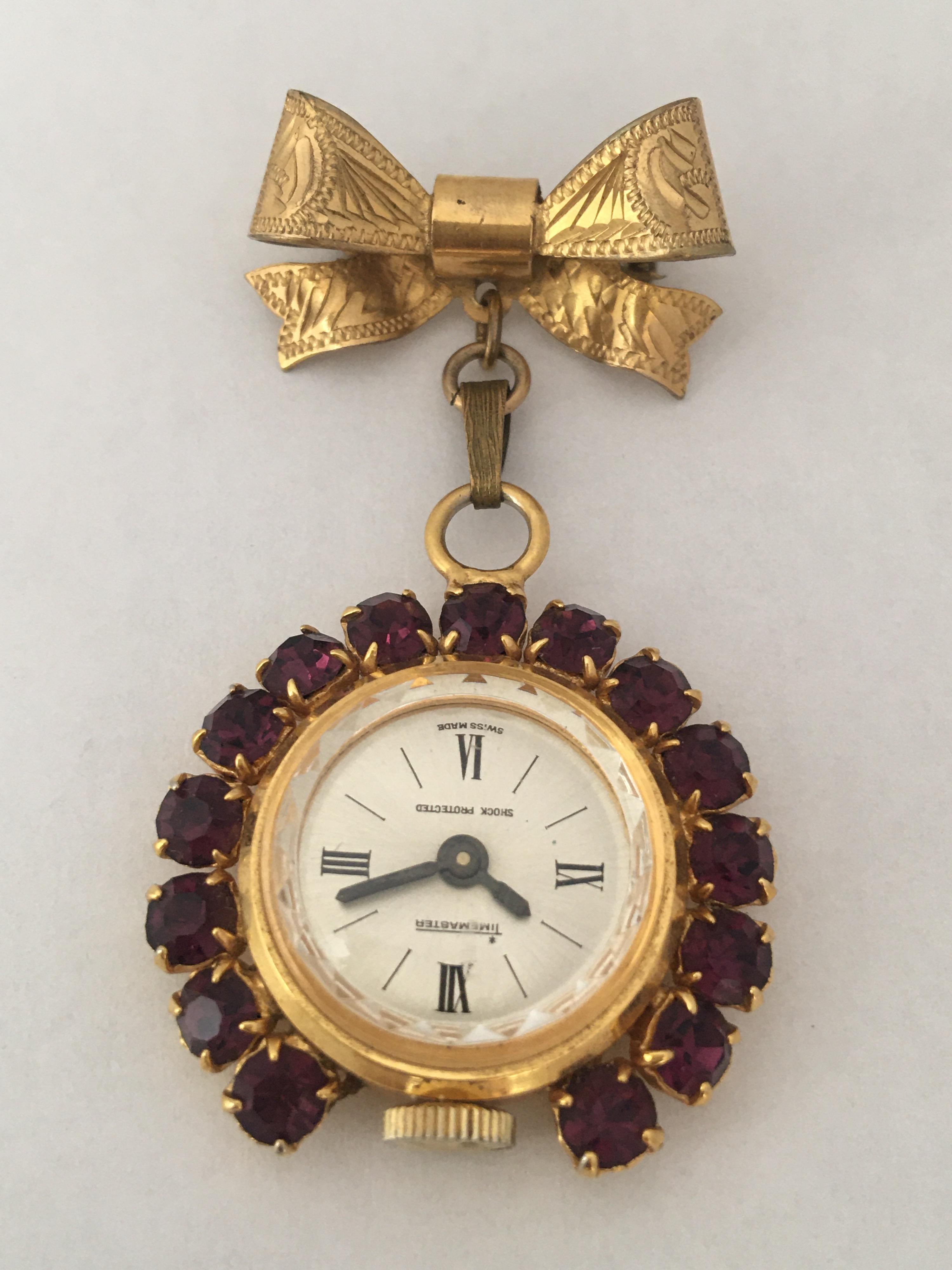 Vintage Rolled Gold Mechanical Brooch Nurse’s Watch 4