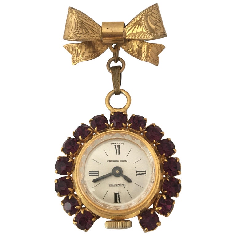 Brooch Antique Nurses Watch Vintage Rolled Gold Mechanical