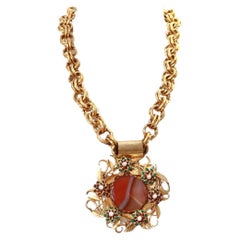 Collier Vintage en or Rolle avec Cabachons Circa 1960's