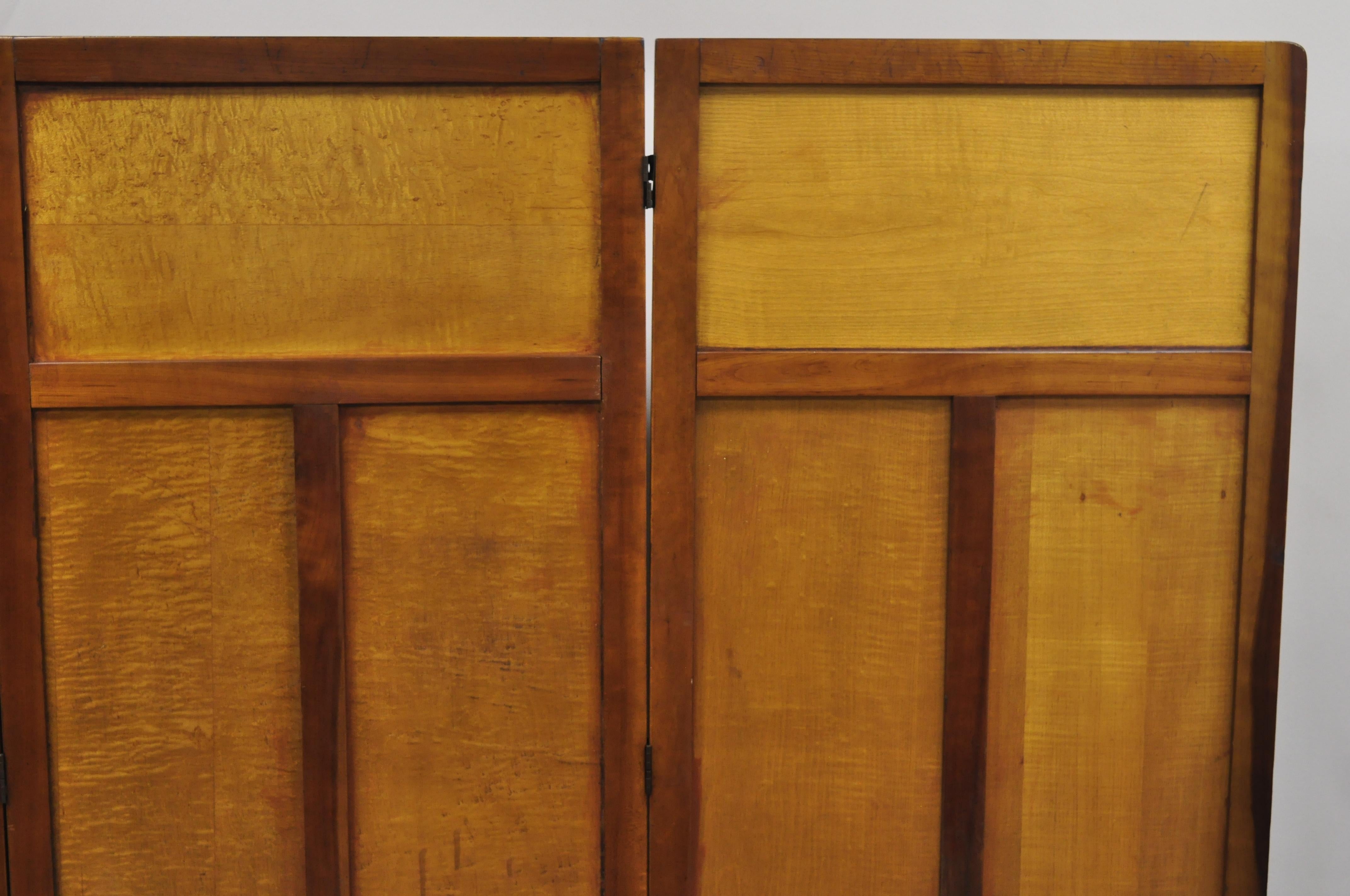 Vintage Rolling 3-Panel Wood Folding Doctors Office Dressing Screen Room Divider 2