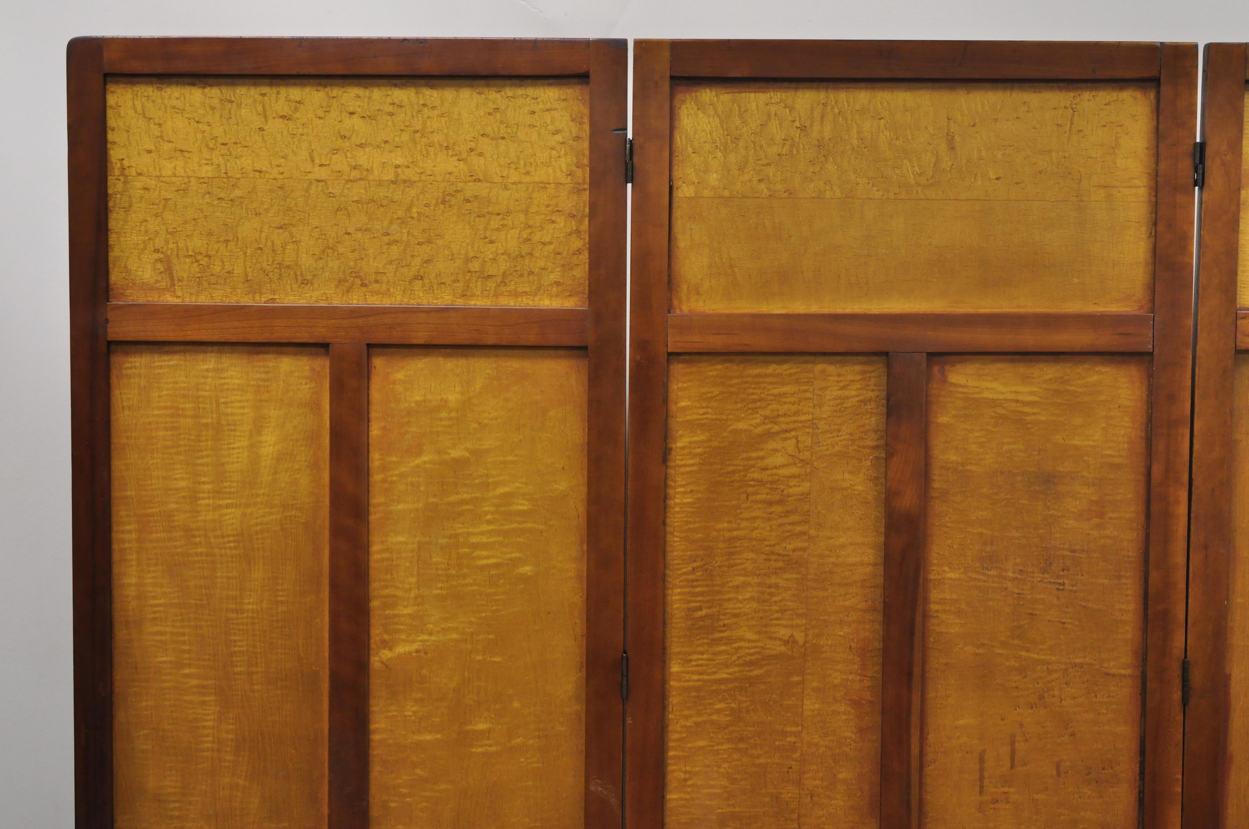 Industrial Vintage Rolling 3-Panel Wood Folding Doctors Office Dressing Screen Room Divider