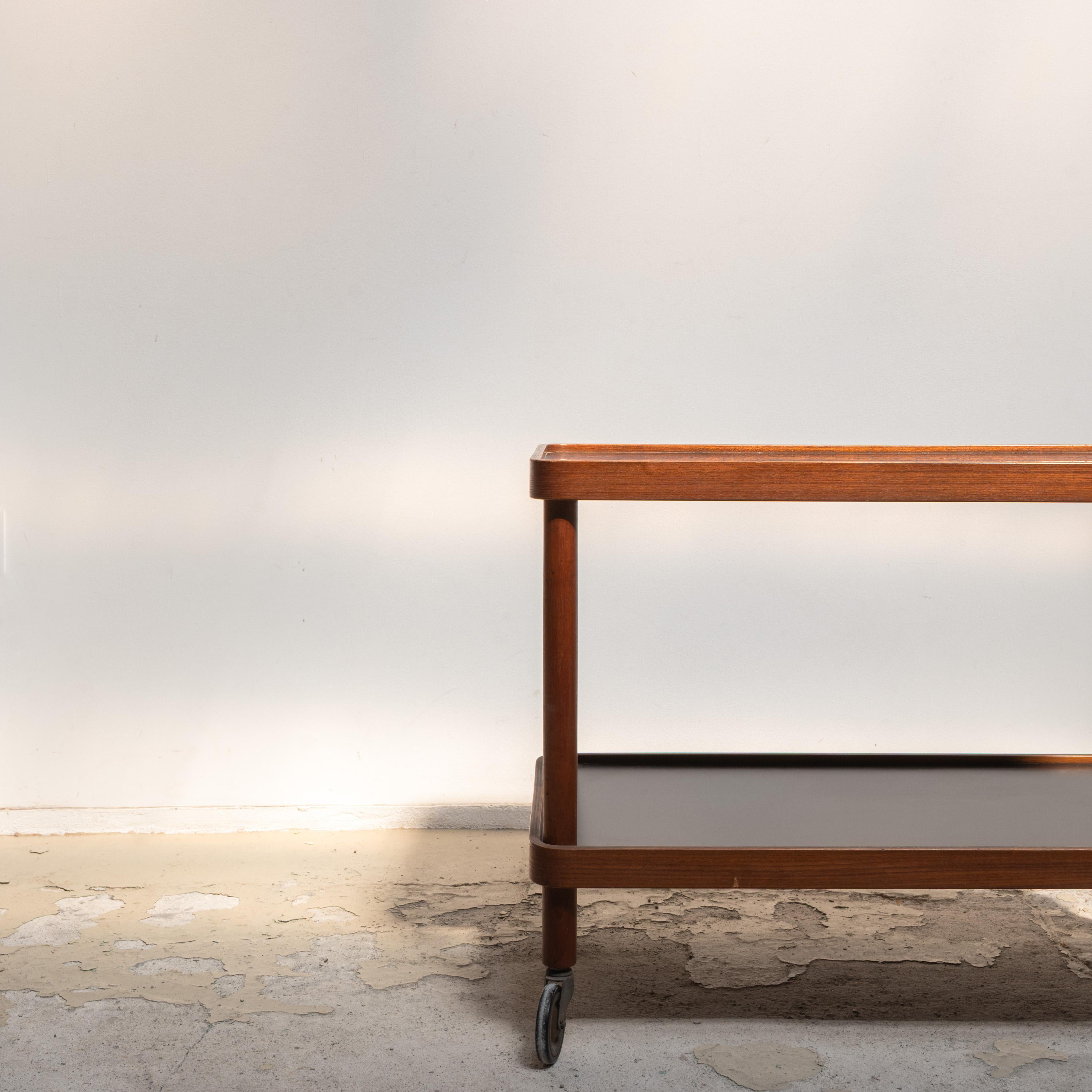 Wood Vintage Rolling Cart Table by Isamu Kenmochi for Yamaguchi For Sale